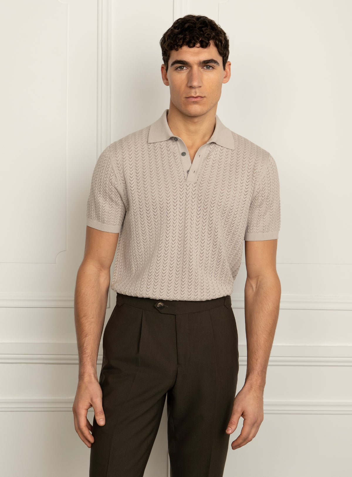Vinicio Chevron Ecru Polo Shirt