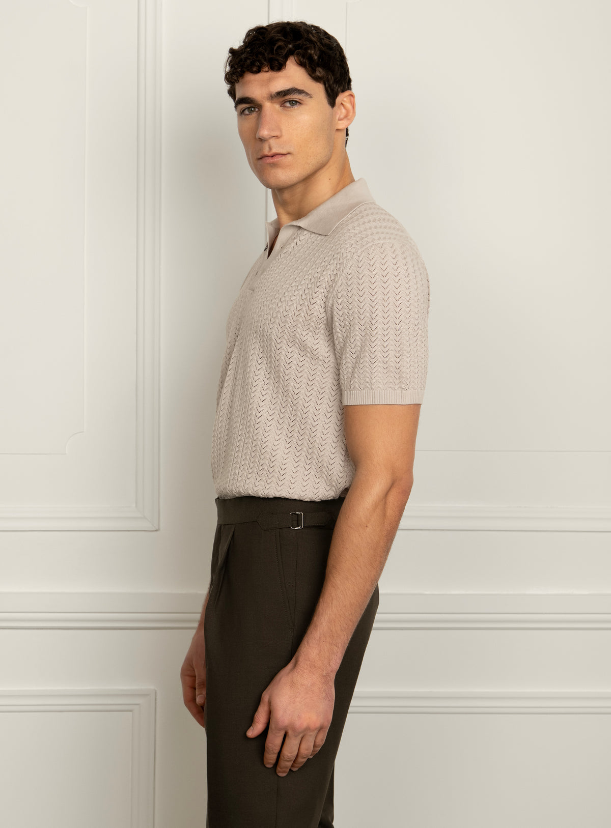 Vinicio Chevron Ecru Polo Shirt
