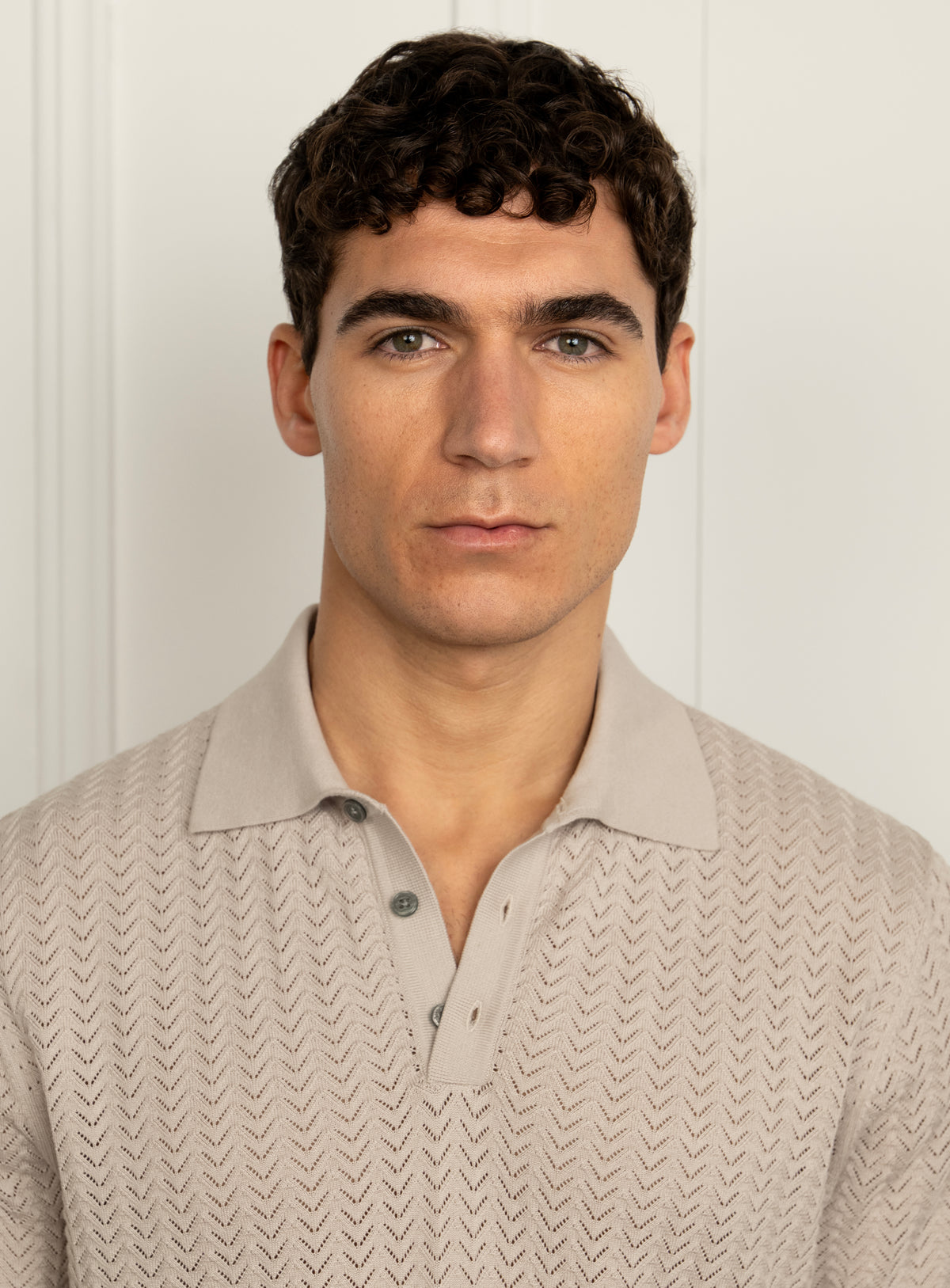 Vinicio Chevron Ecru Polo Shirt