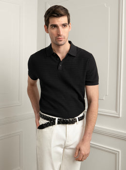 Caprotti Black Knit Polo Shirt