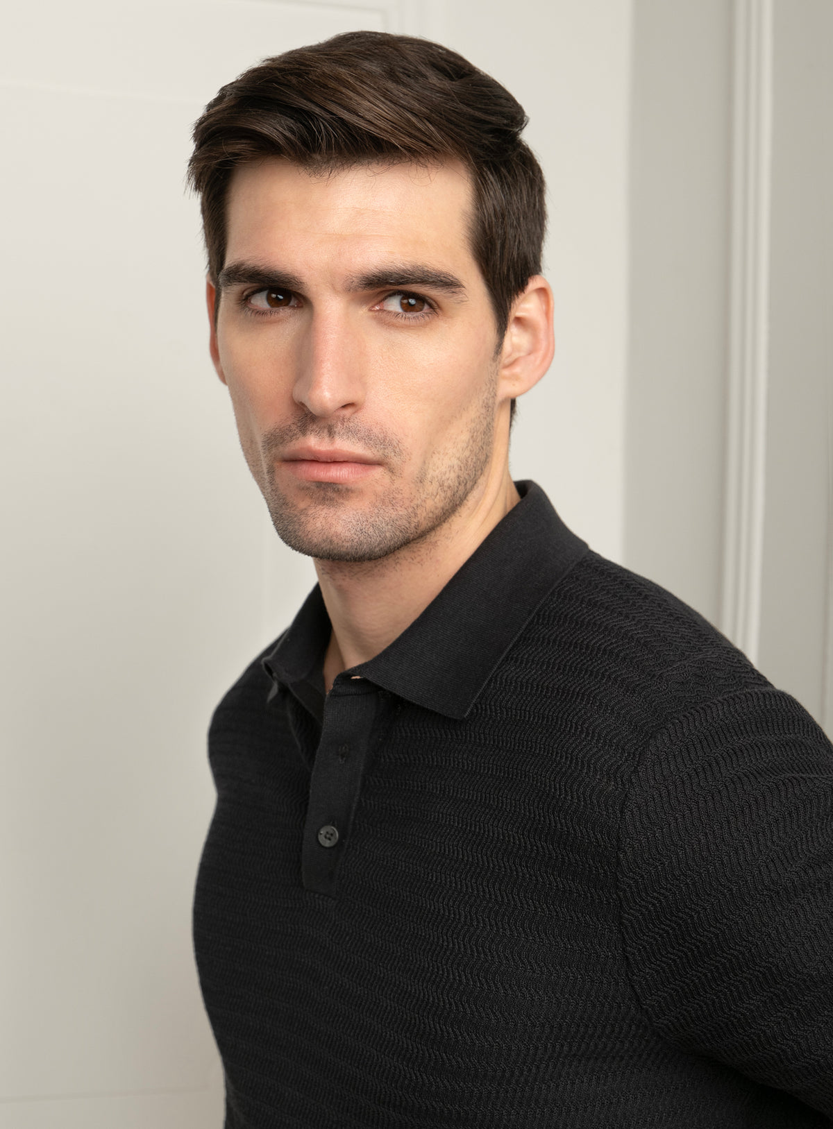 Caprotti Black Knit Polo Shirt