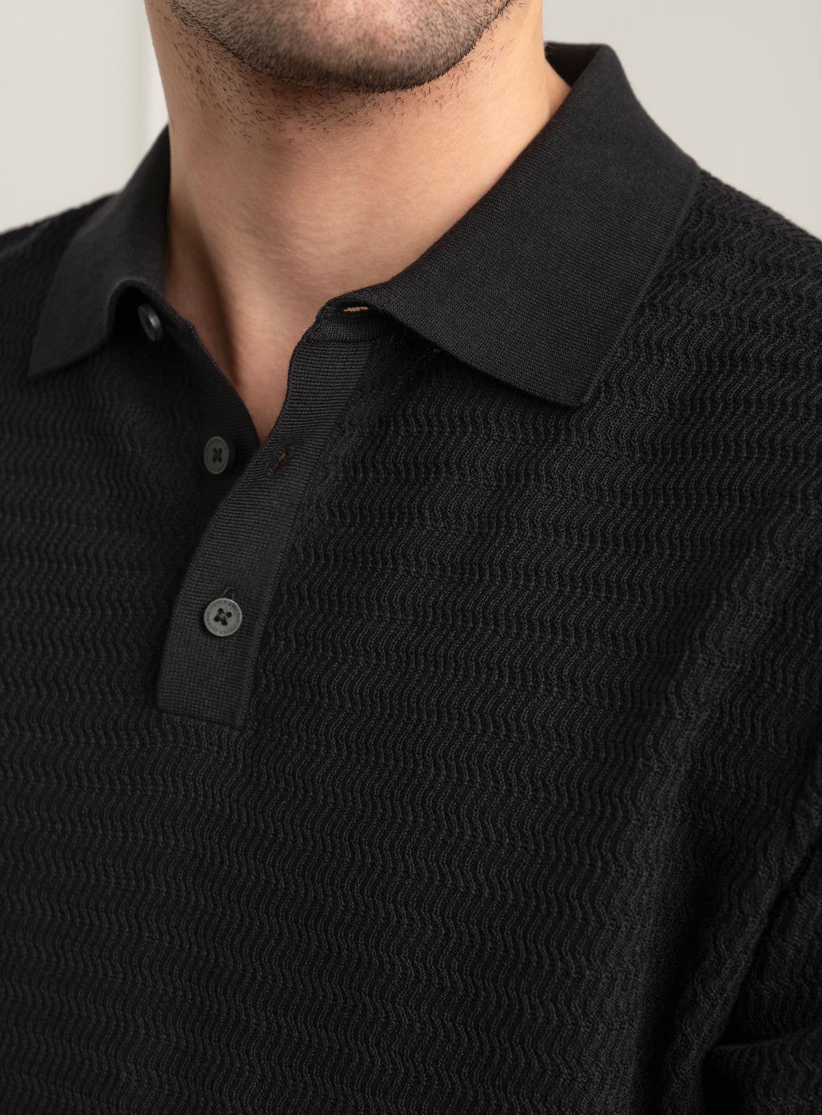 Caprotti Black Knit Polo Shirt