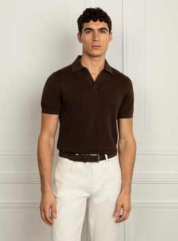 Gaspar Ribbed Brown Polo Shirt