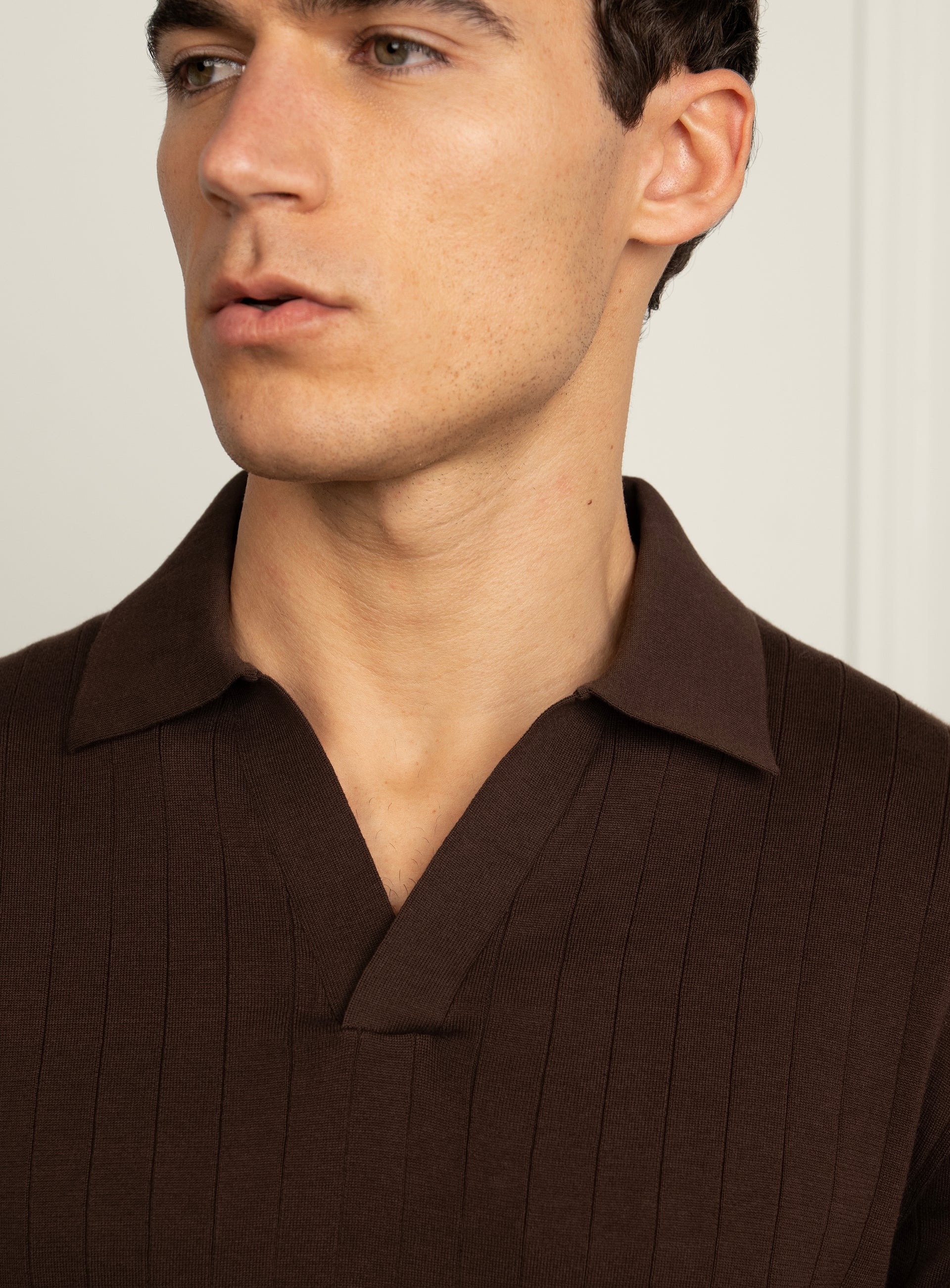 Gaspar Ribbed Brown Polo Shirt
