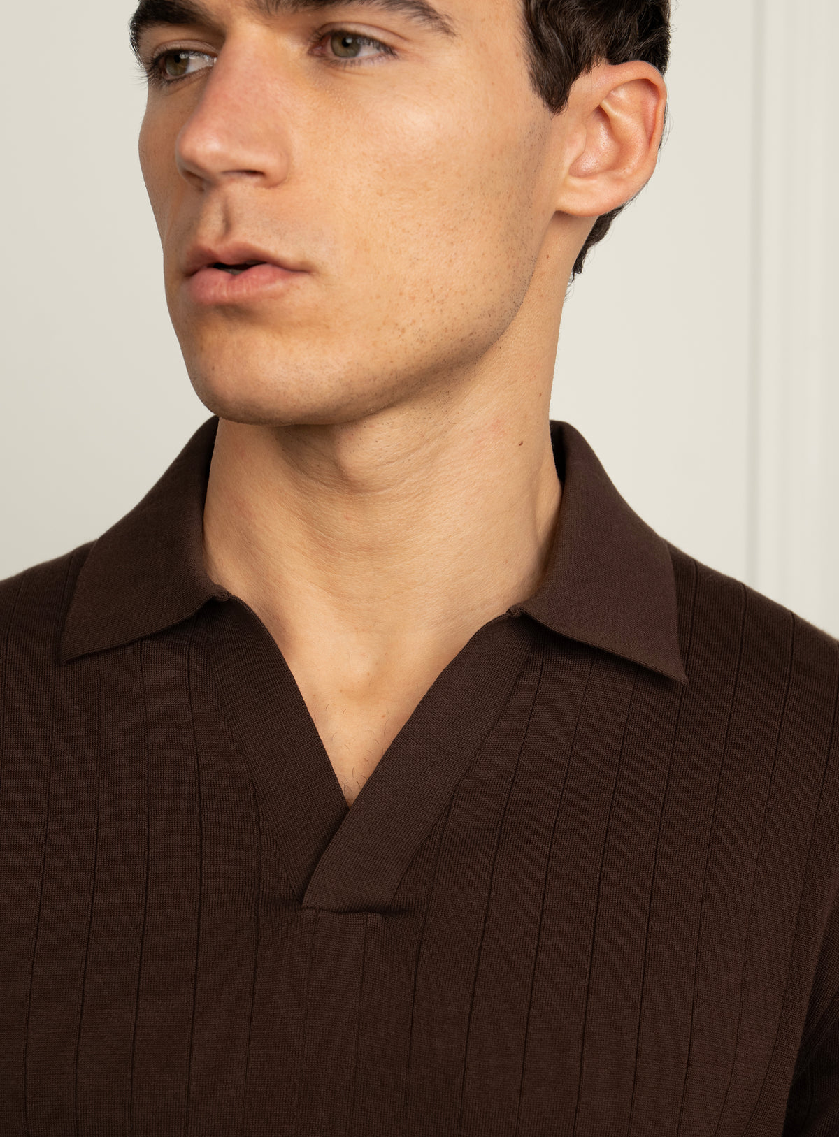 Gaspar Ribbed Brown Polo Shirt