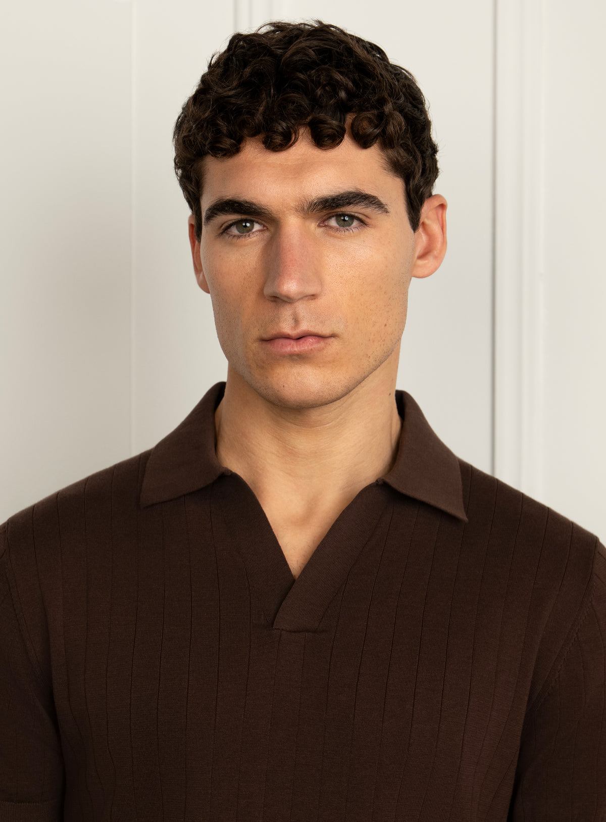Gaspar Ribbed Brown Polo Shirt