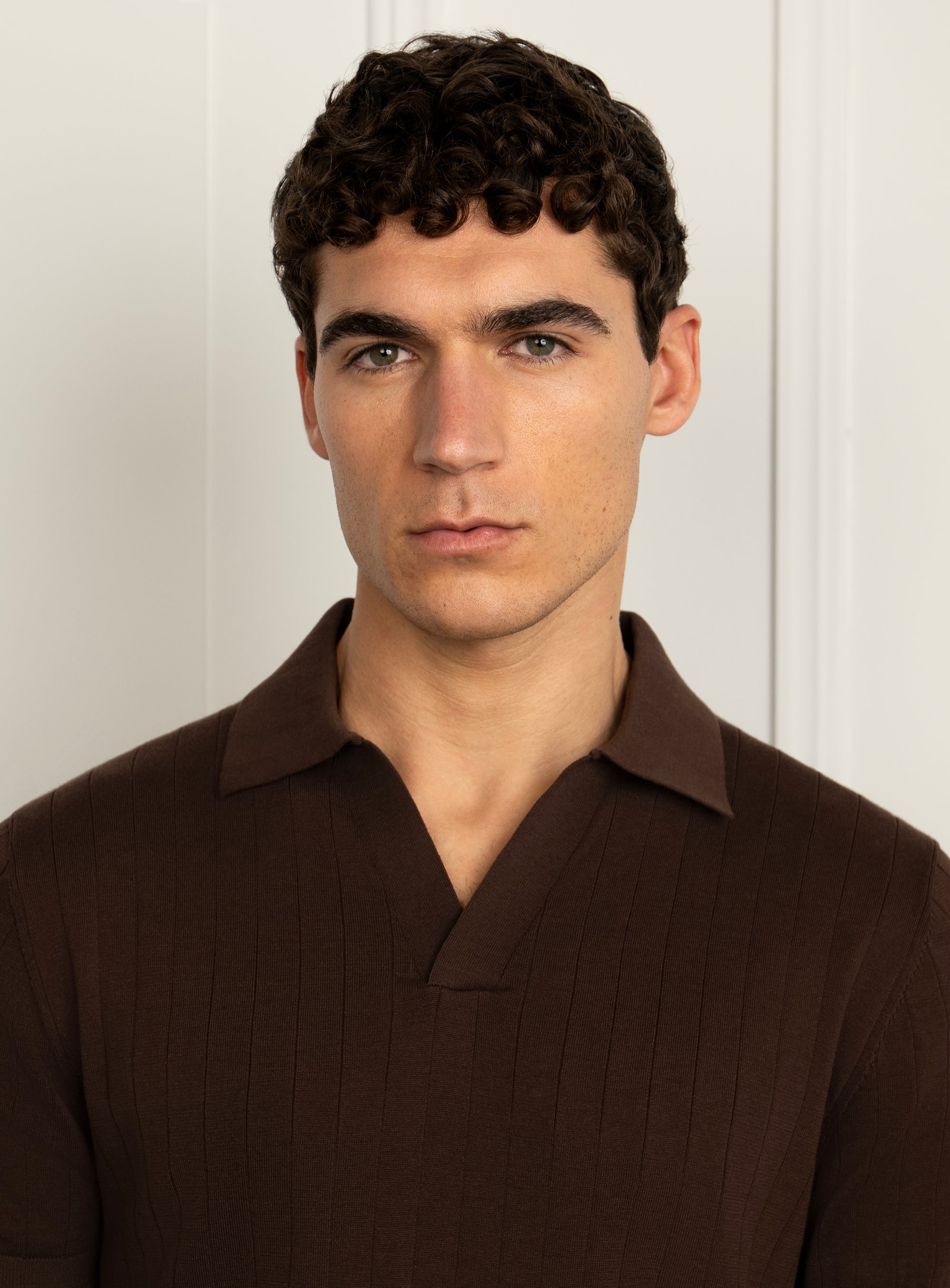 Gaspar Ribbed Brown Polo Shirt