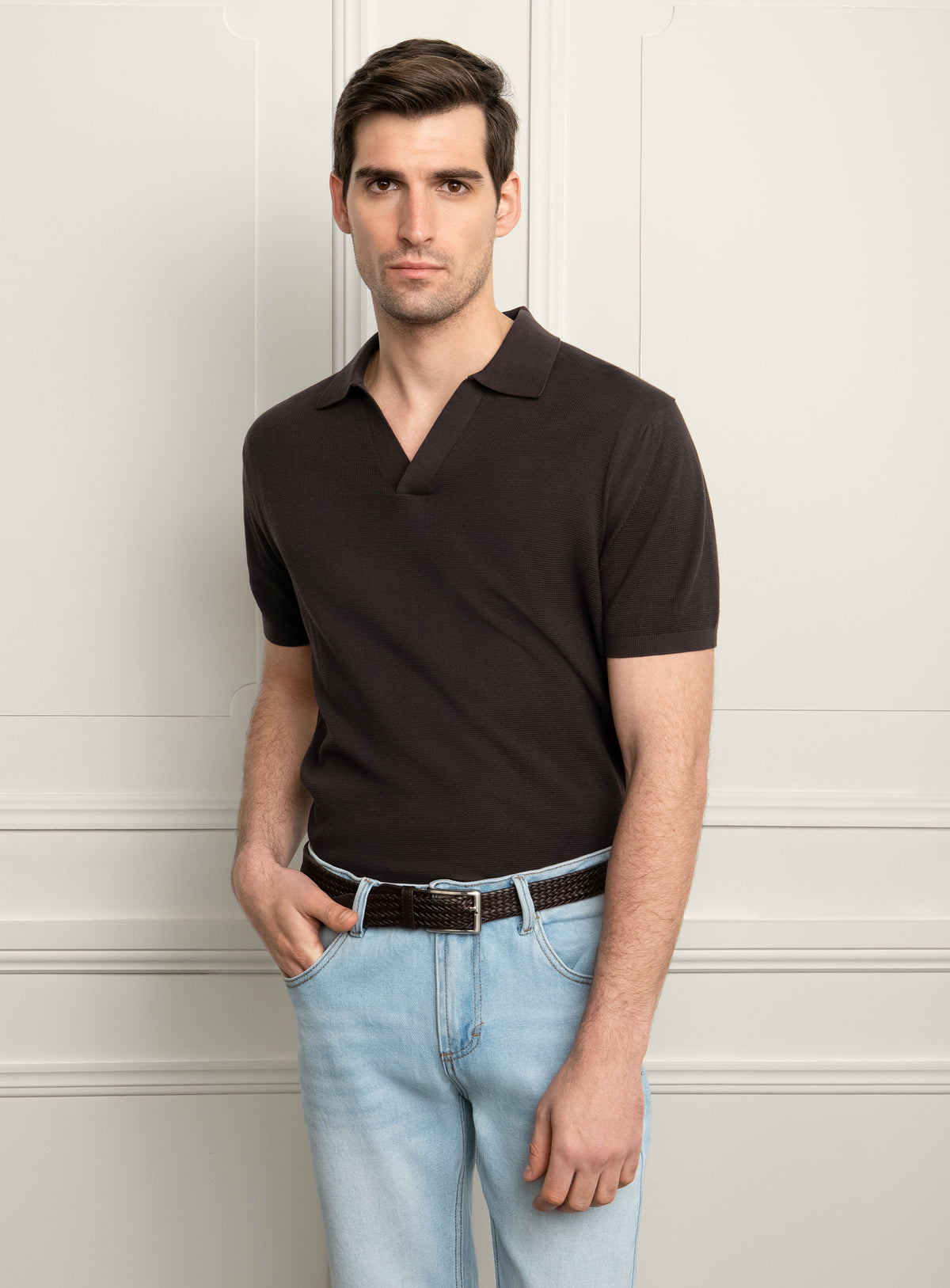 Gilberto Textured Brown Polo Shirt