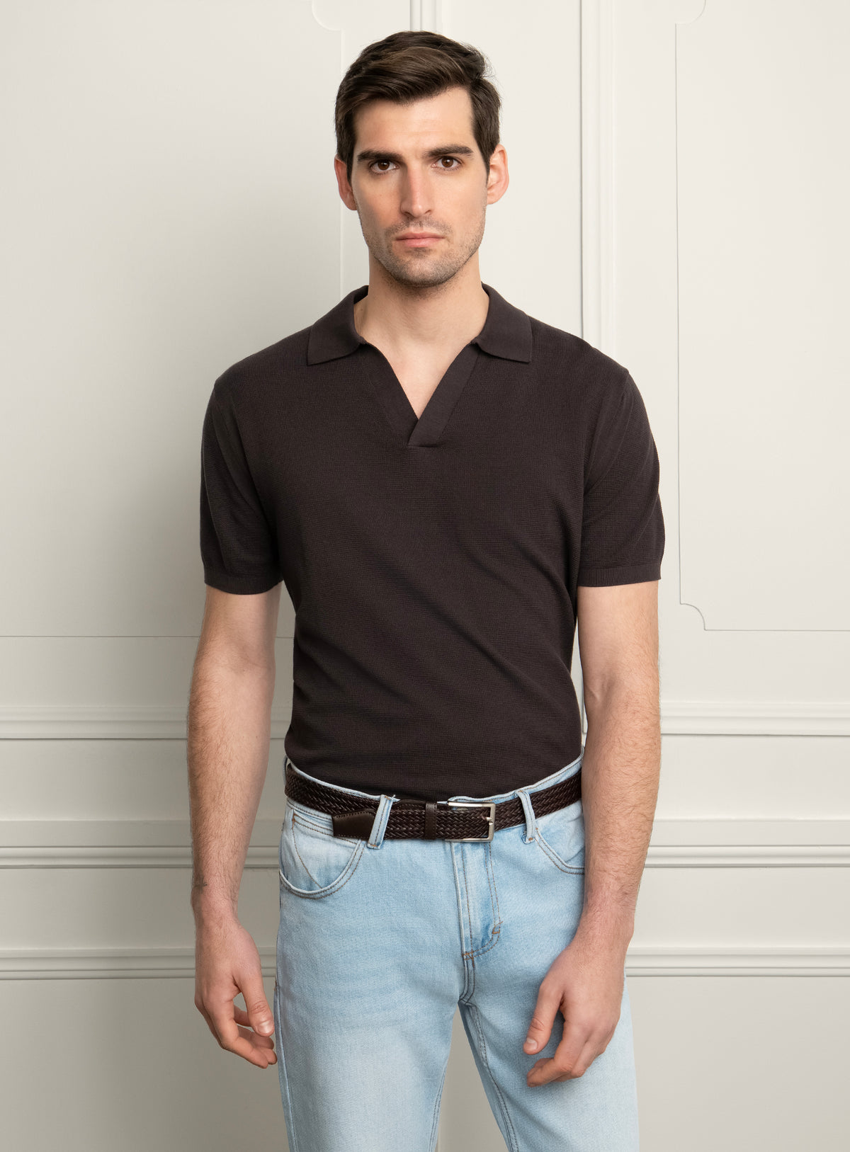 Gilberto Textured Brown Polo Shirt