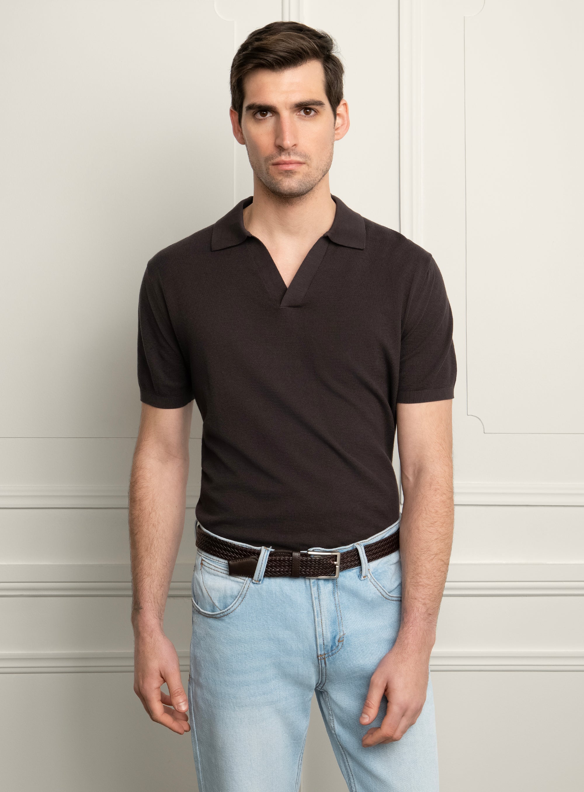 Gilberto Textured Brown Polo Shirt