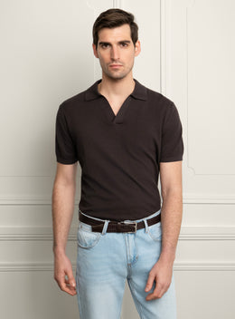 Gilberto Textured Brown Polo Shirt