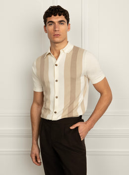 Filippo Striped Taupe Polo Shirt