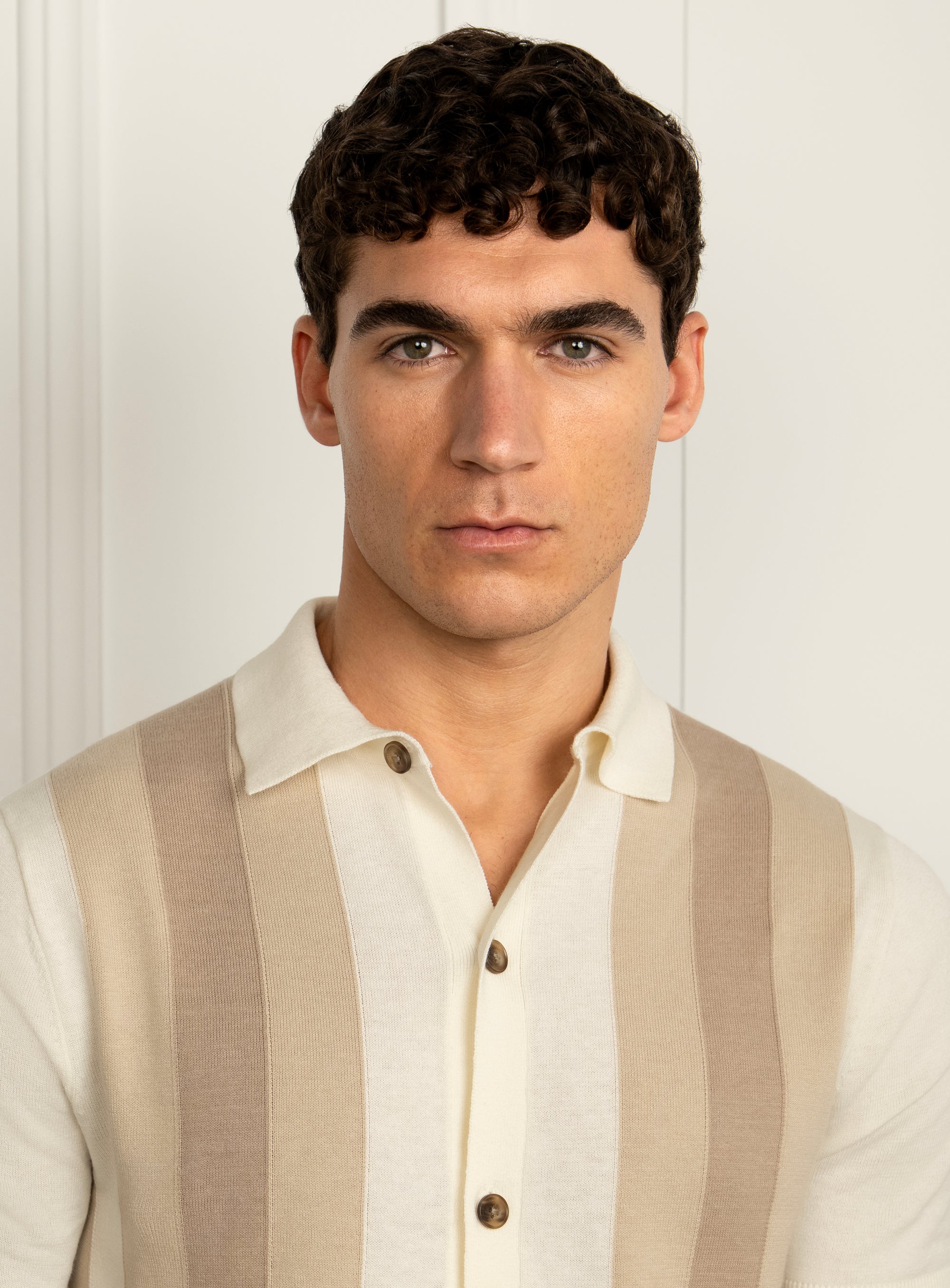 Filippo Striped Taupe Polo Shirt