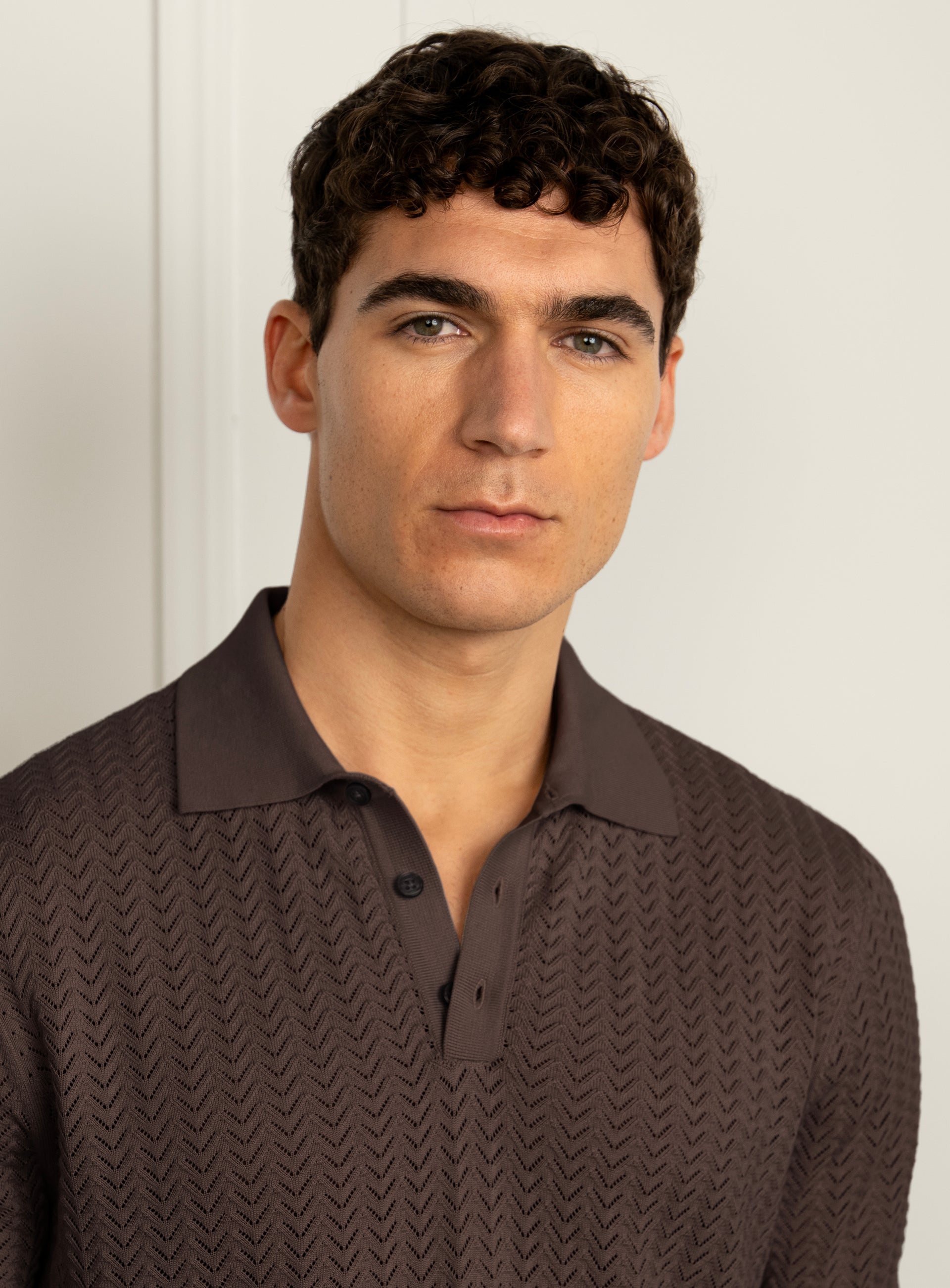 Vinicio Chevron Coffee Brown Polo Shirt