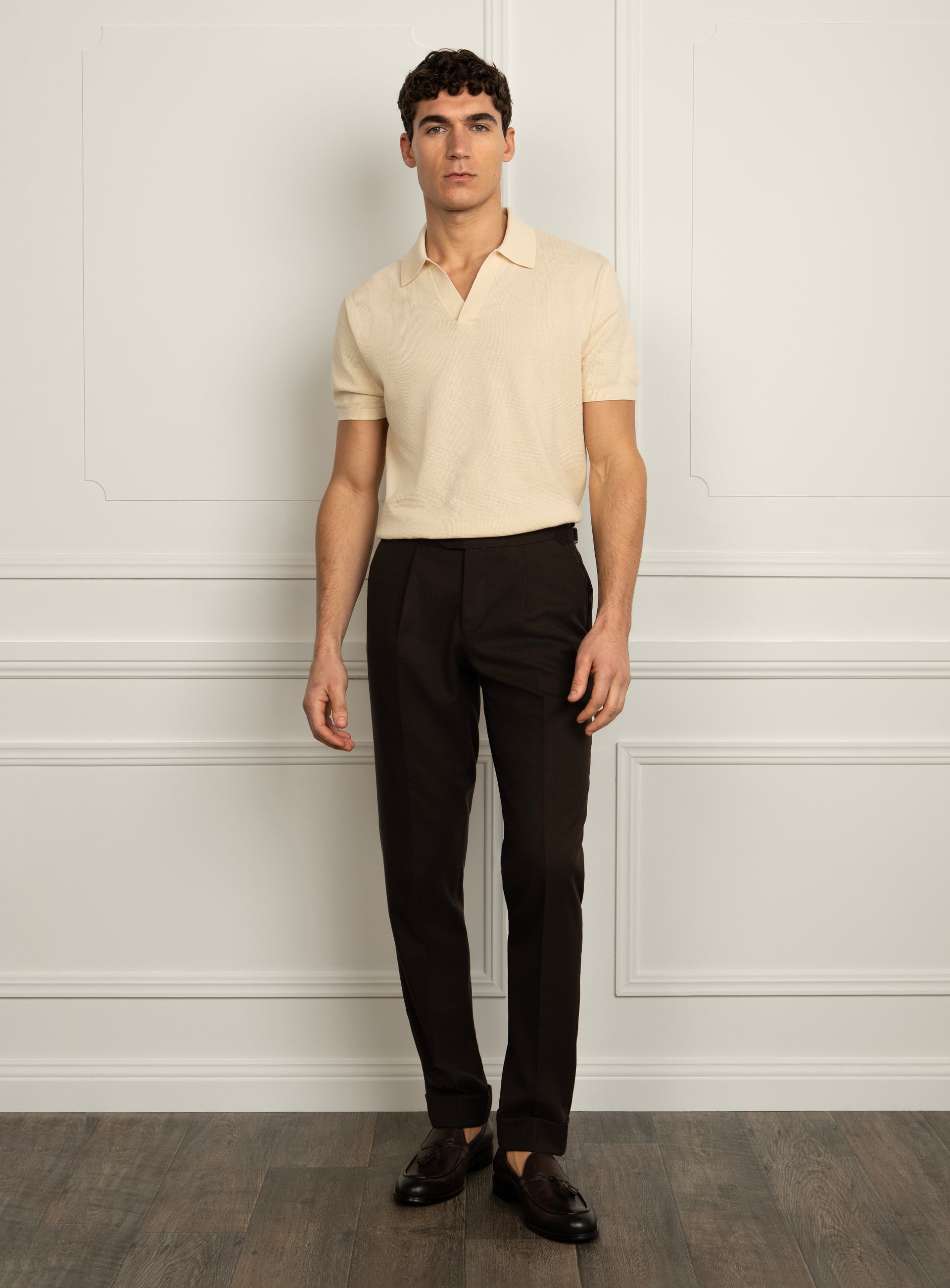 Gilberto Textured Cream Polo Shirt
