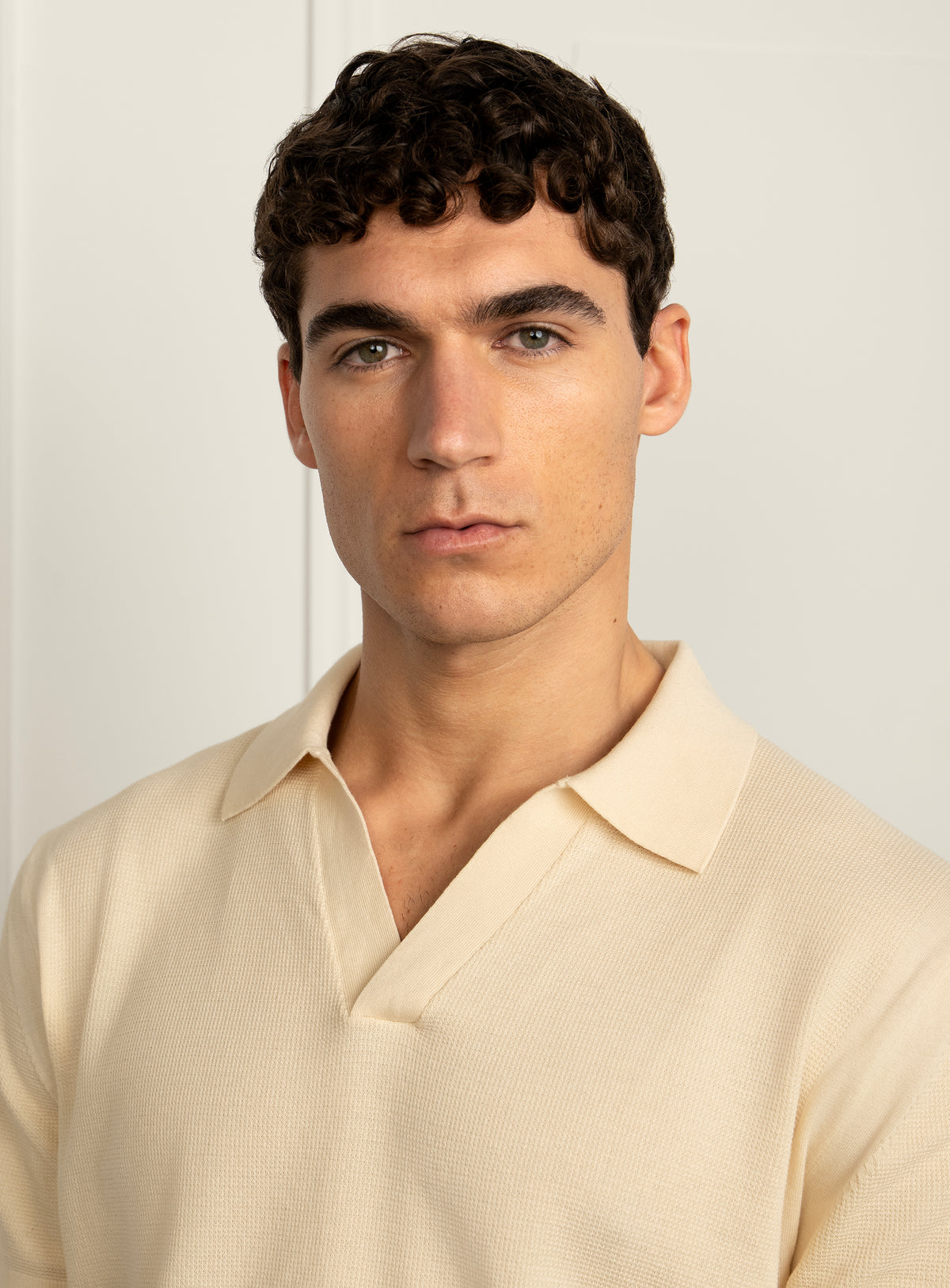 Gilberto Textured Cream Polo Shirt