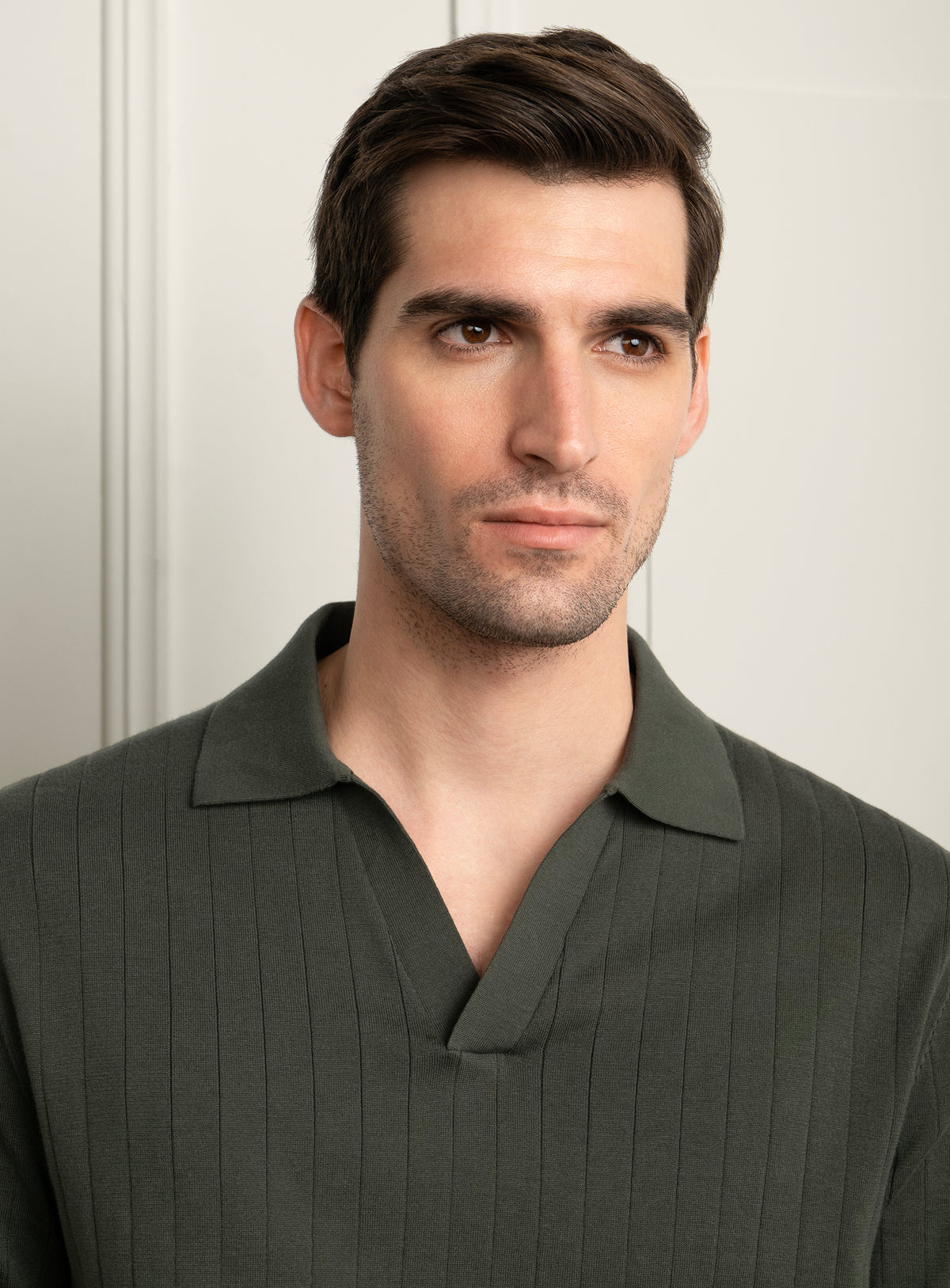 Gaspar Ribbed Olive Green Polo Shirt