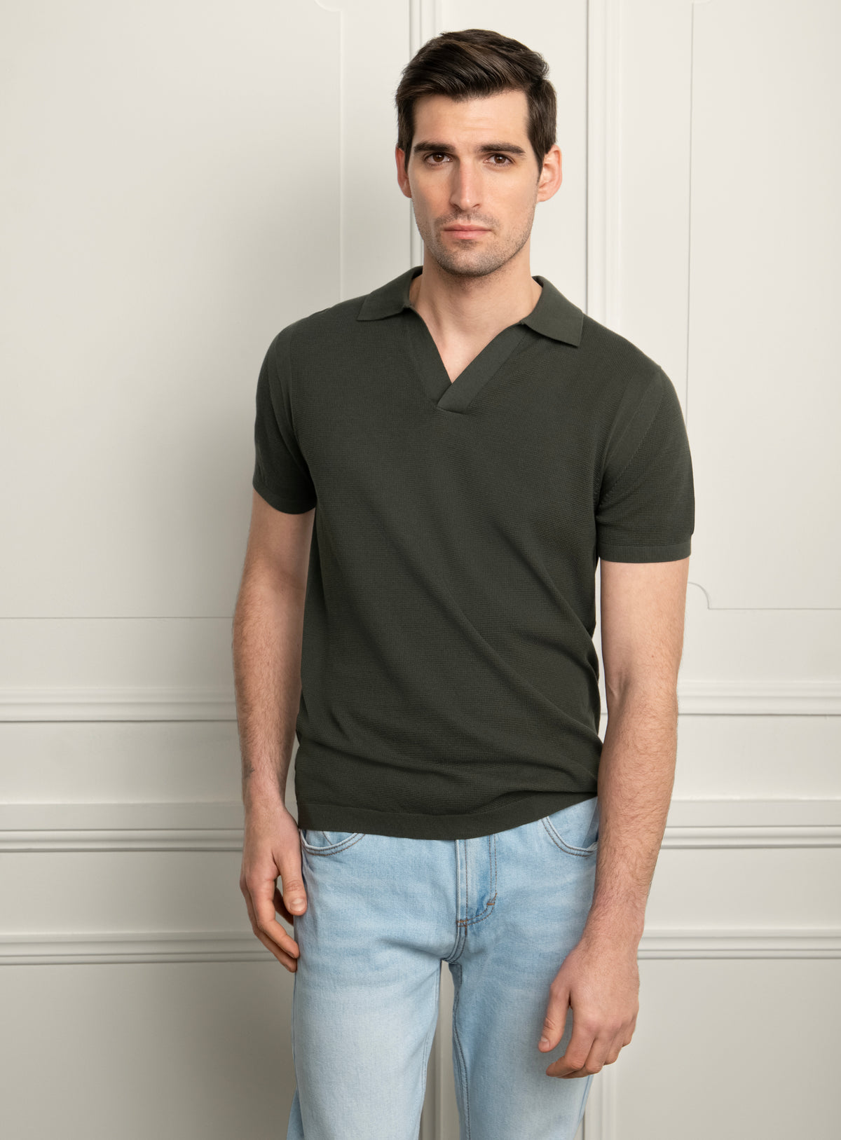Gilberto Textured Olive Green Polo Shirt