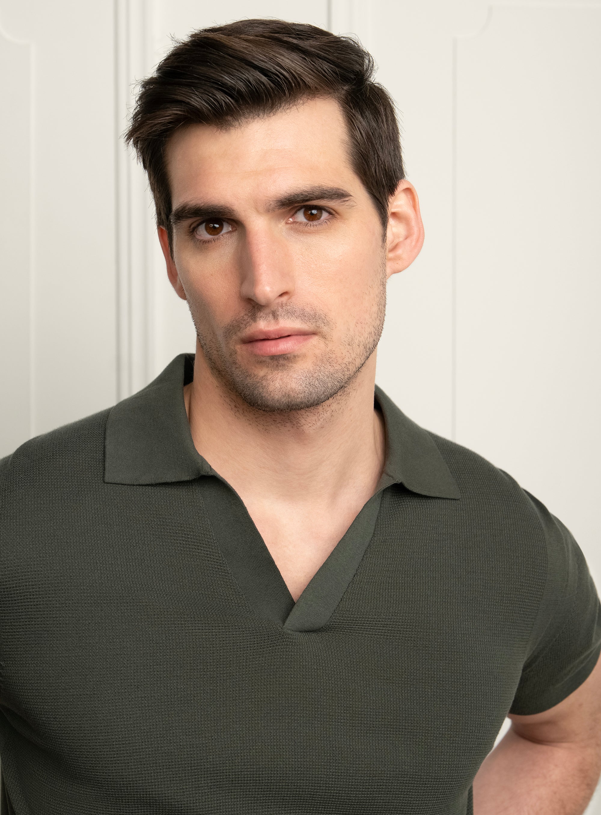 Gilberto Textured Olive Green Polo Shirt
