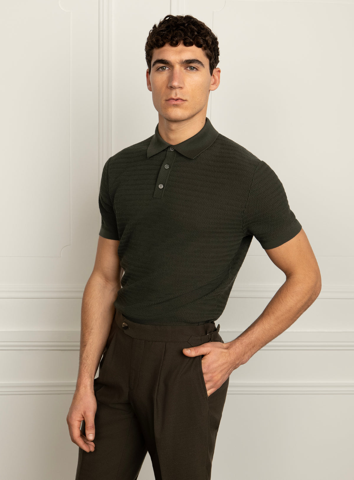 Caprotti Green Knit Polo Shirt