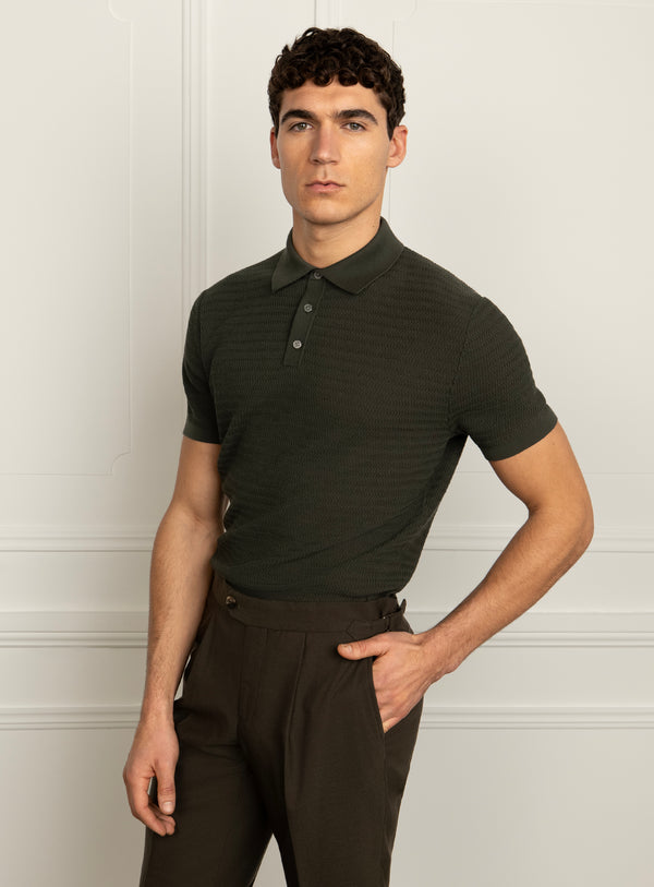 Caprotti Green Knit Polo Shirt
