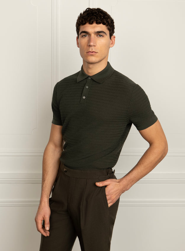 Caprotti Green Knit Polo Shirt