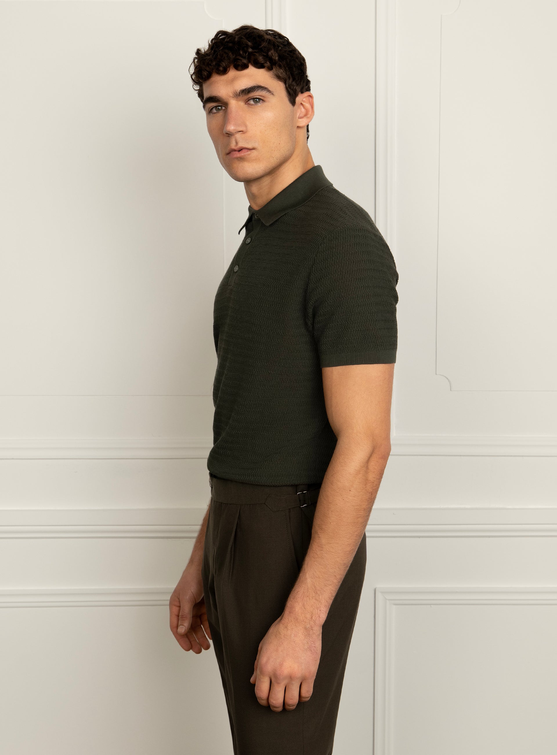 Caprotti Green Knit Polo Shirt
