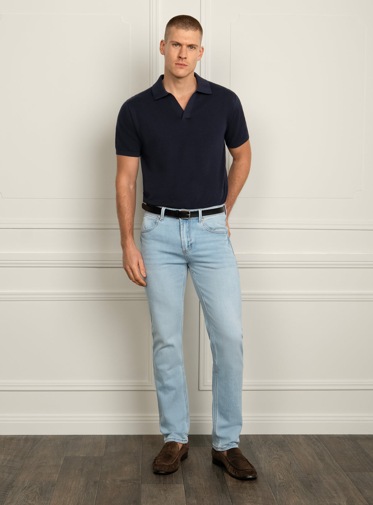 Gilberto Textured Navy Blue Polo Shirt