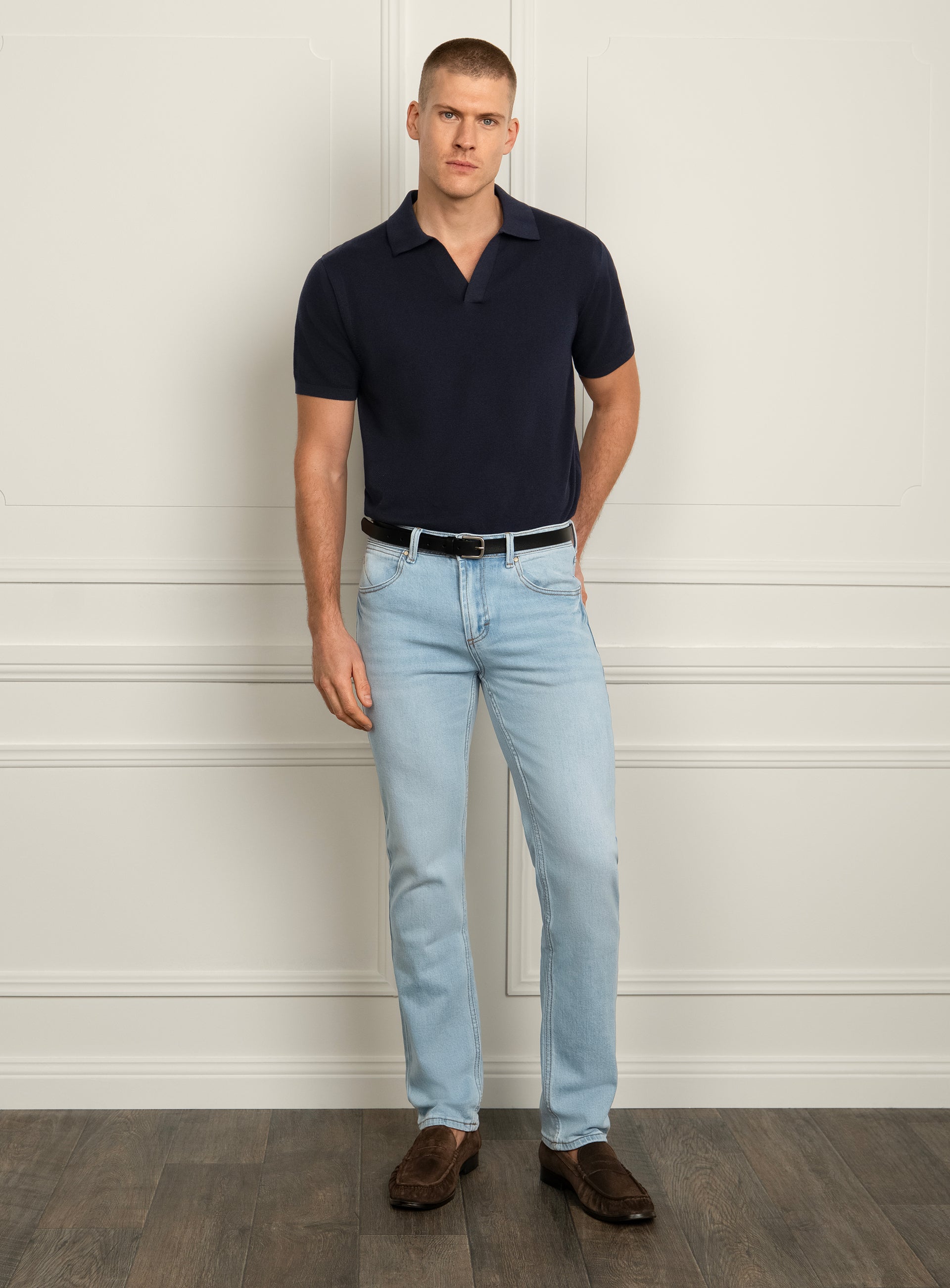 Gilberto Textured Navy Blue Polo Shirt