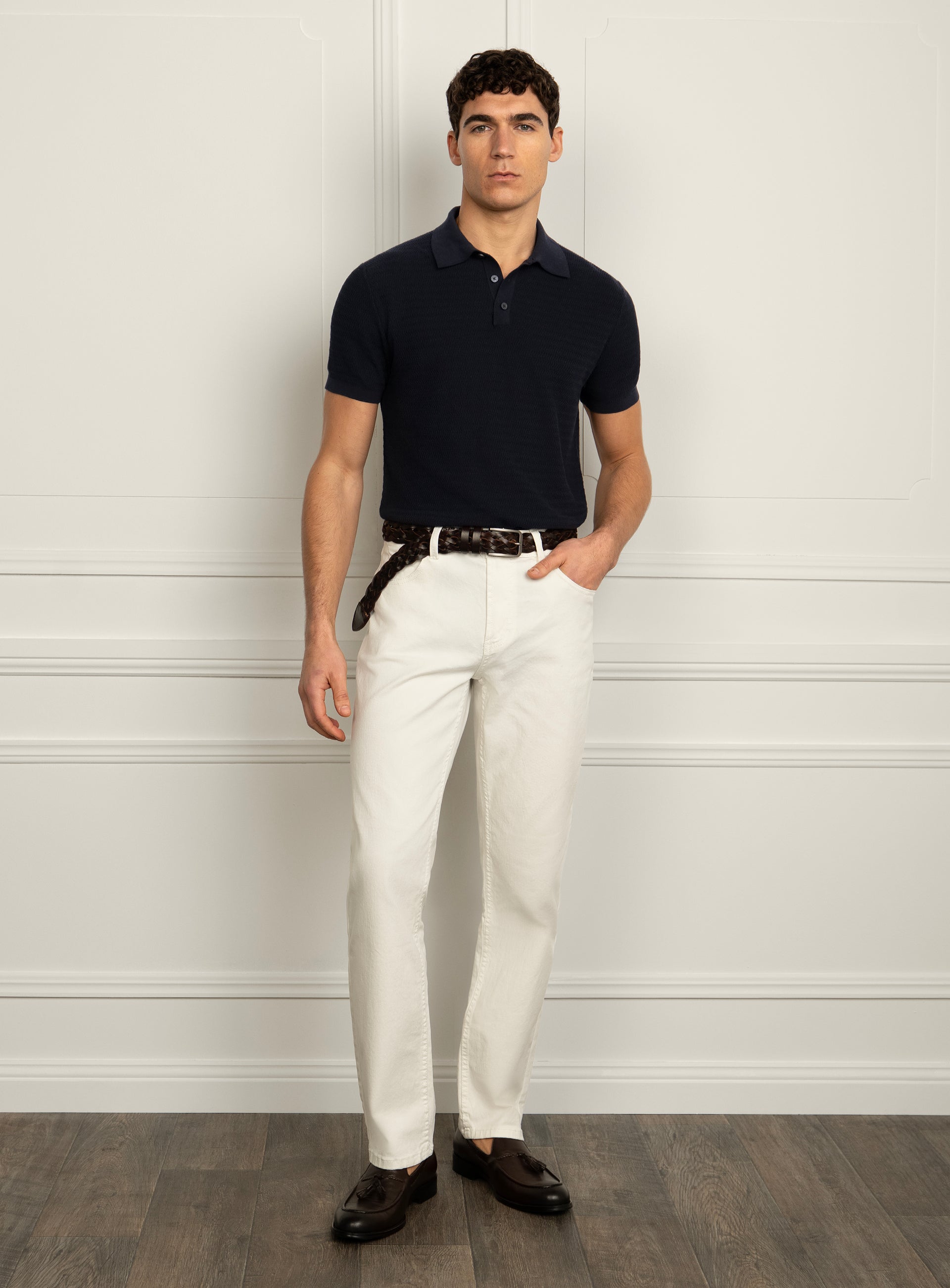 Caprotti Navy Knit Polo Shirt