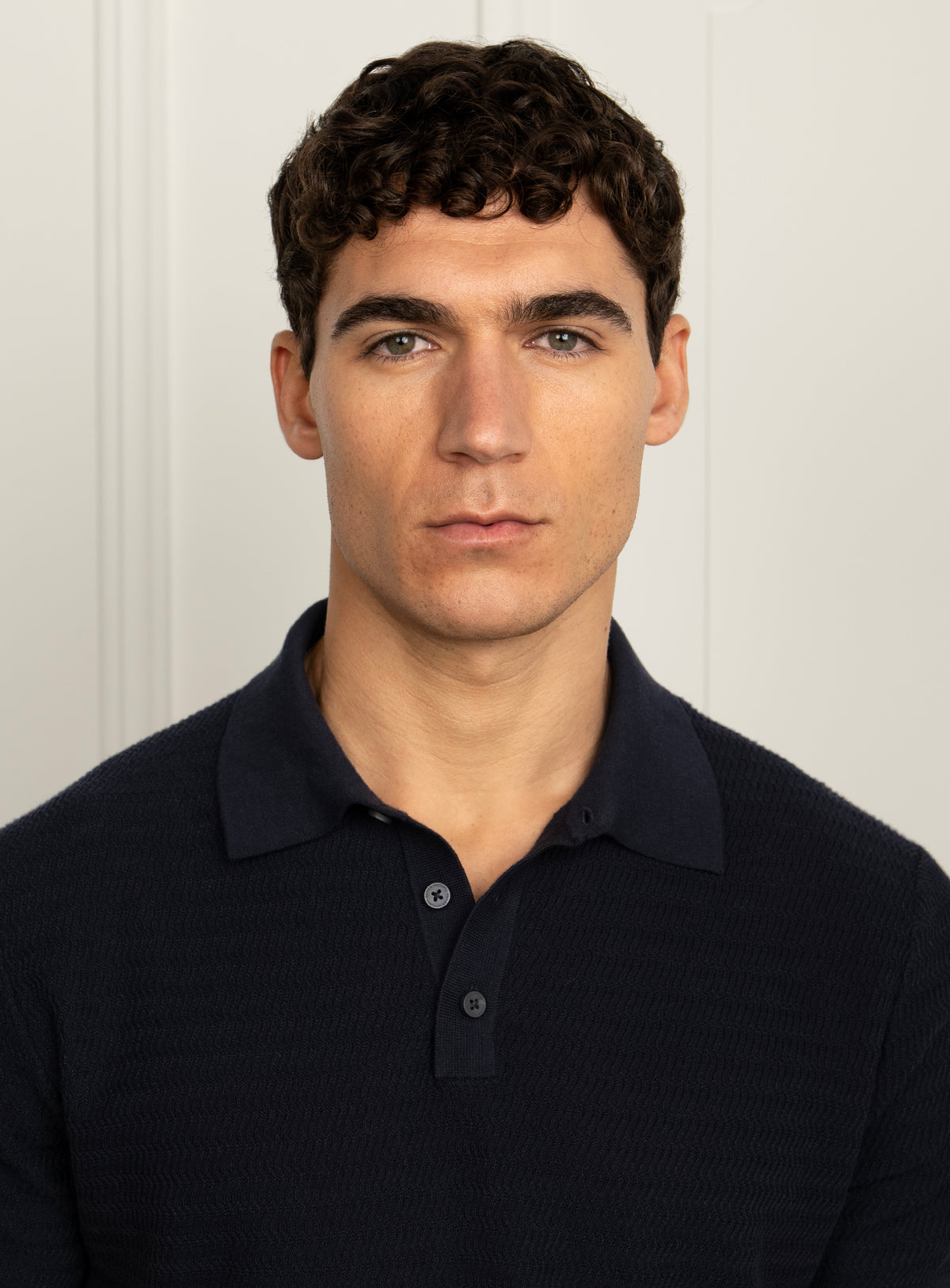 Caprotti Navy Knit Polo Shirt