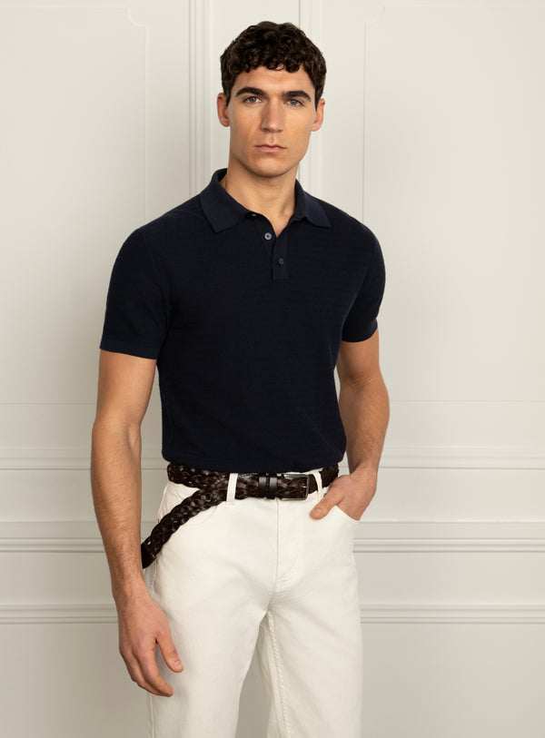 Caprotti Navy Knit Polo Shirt
