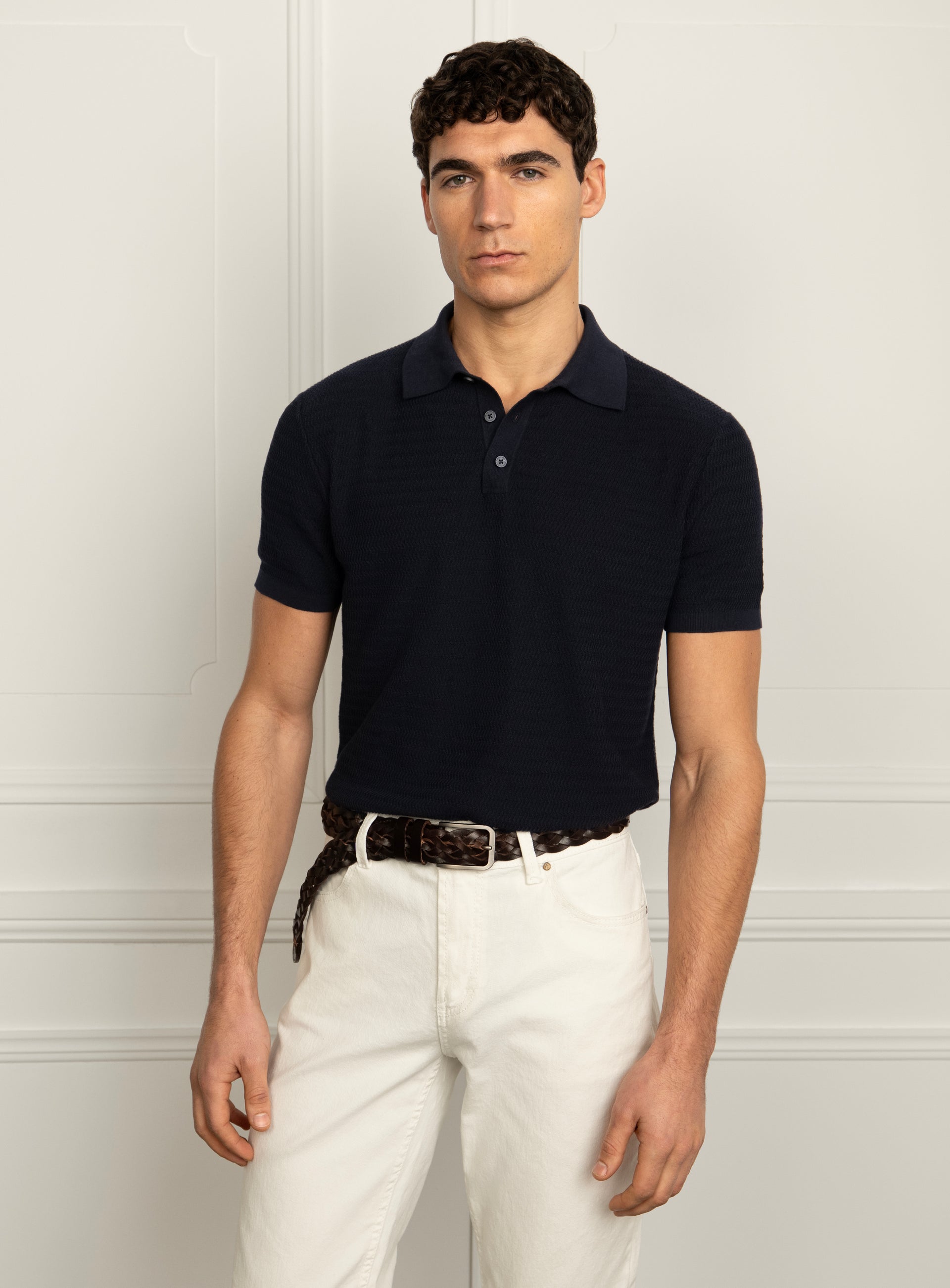 Caprotti Navy Knit Polo Shirt