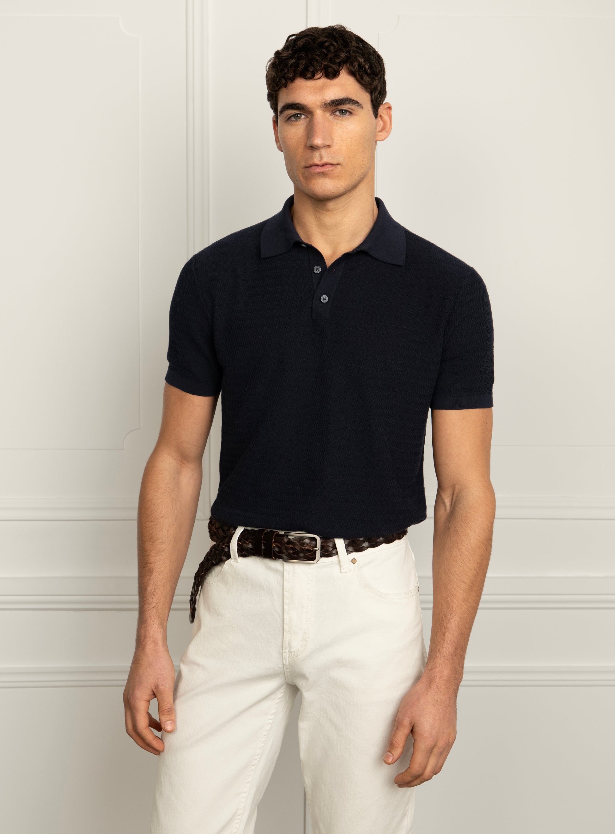 Caprotti Navy Knit Polo Shirt