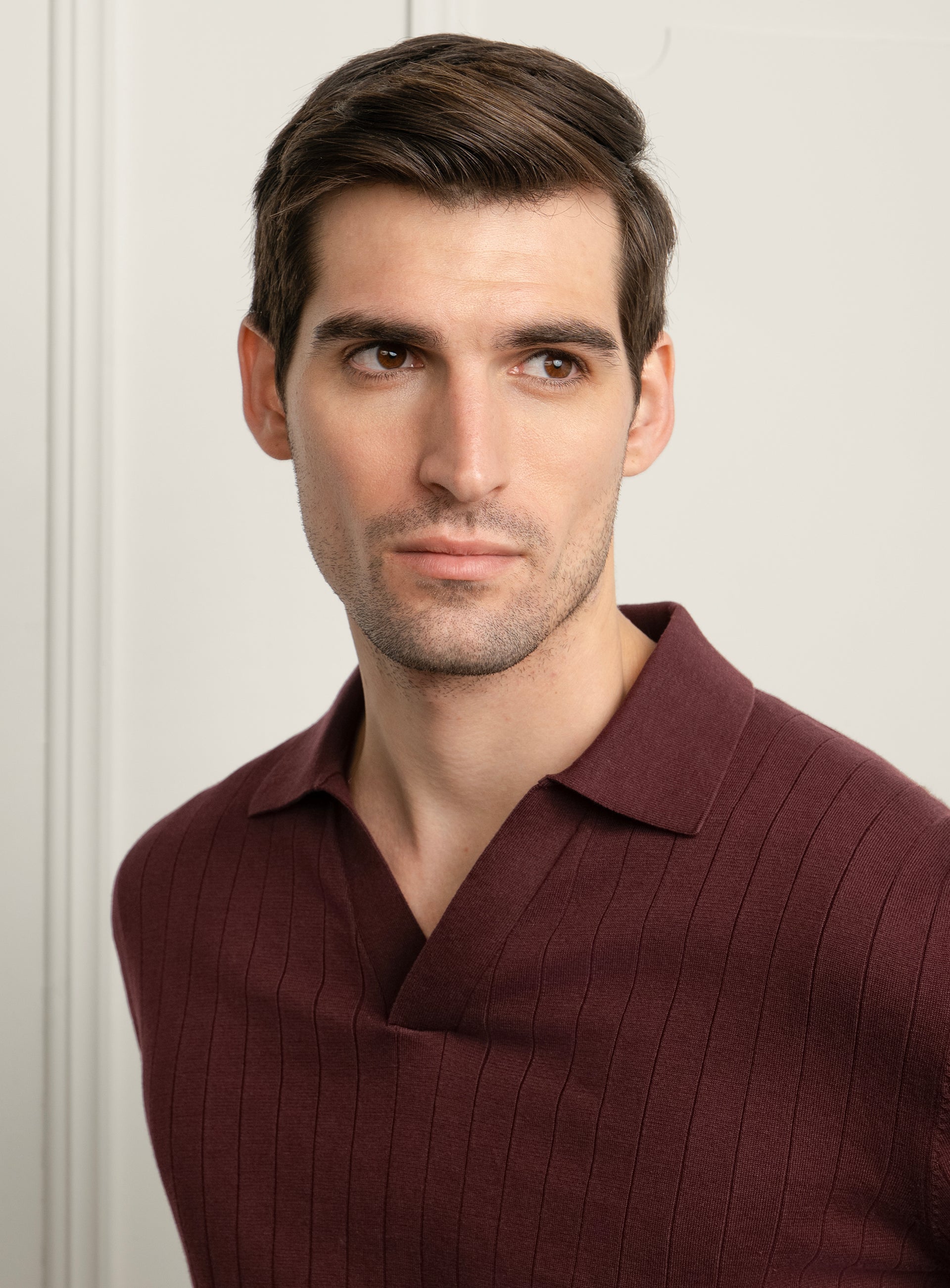 Gaspar Ribbed Berry Red Polo Shirt