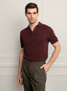 Gaspar Ribbed Berry Red Polo Shirt
