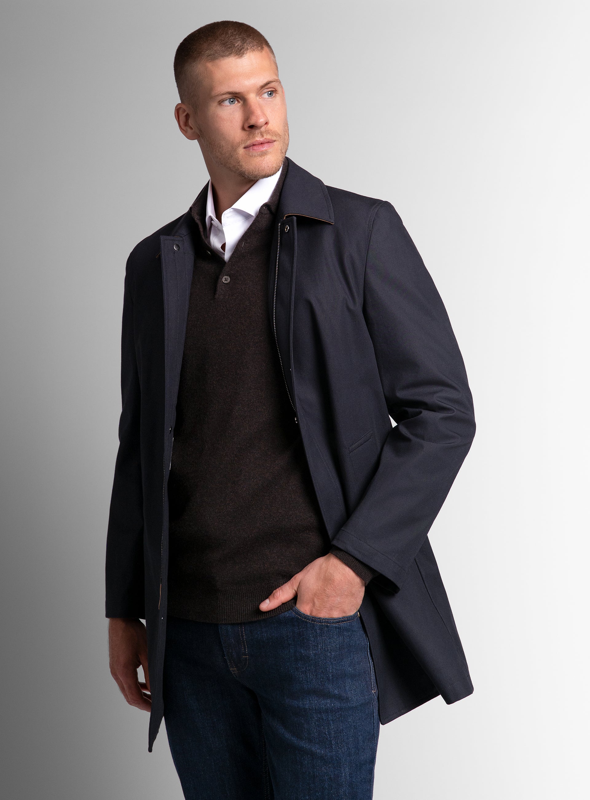 The Lorenzo Navy Raincoat