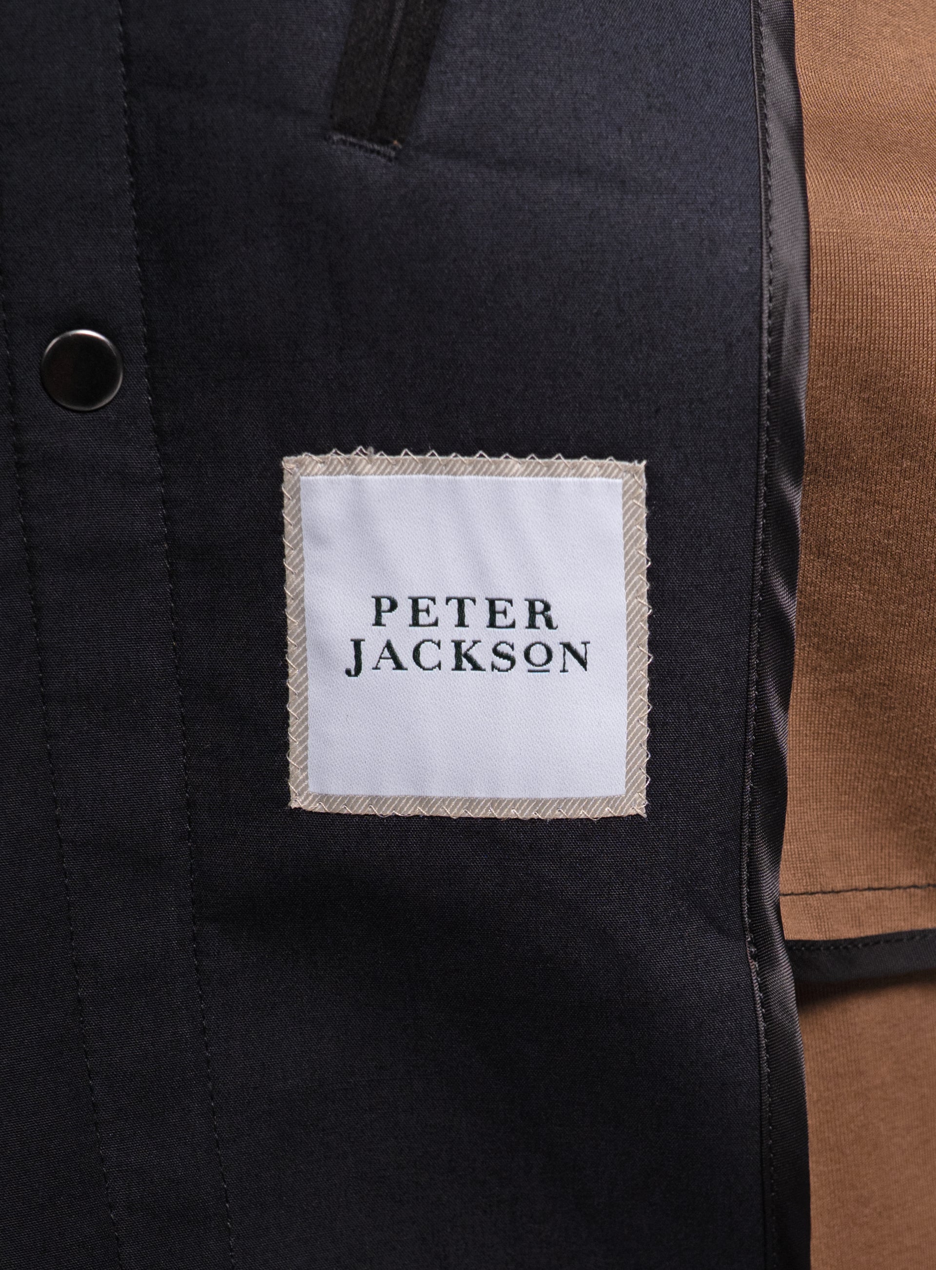 The "Peter Jackson" logo on the Lorenzo Navy Raincoat