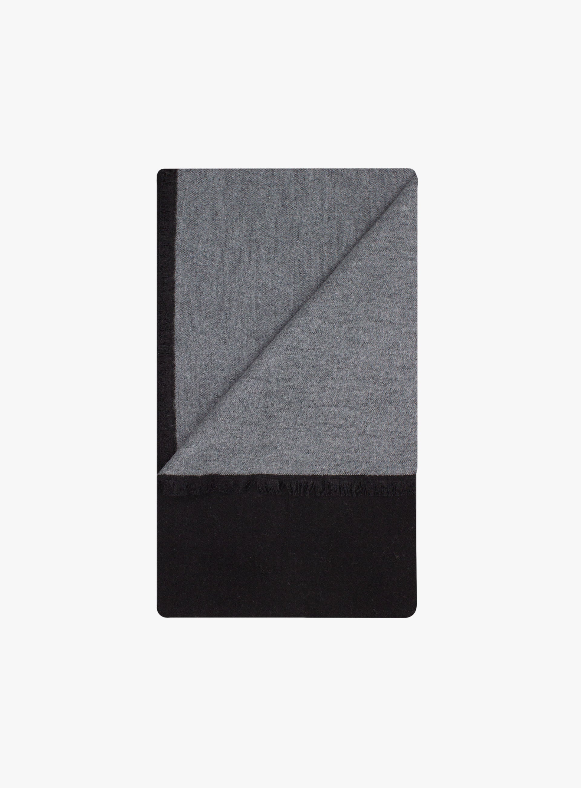 The Black & Grey Silk Scarf folded to show the front and back