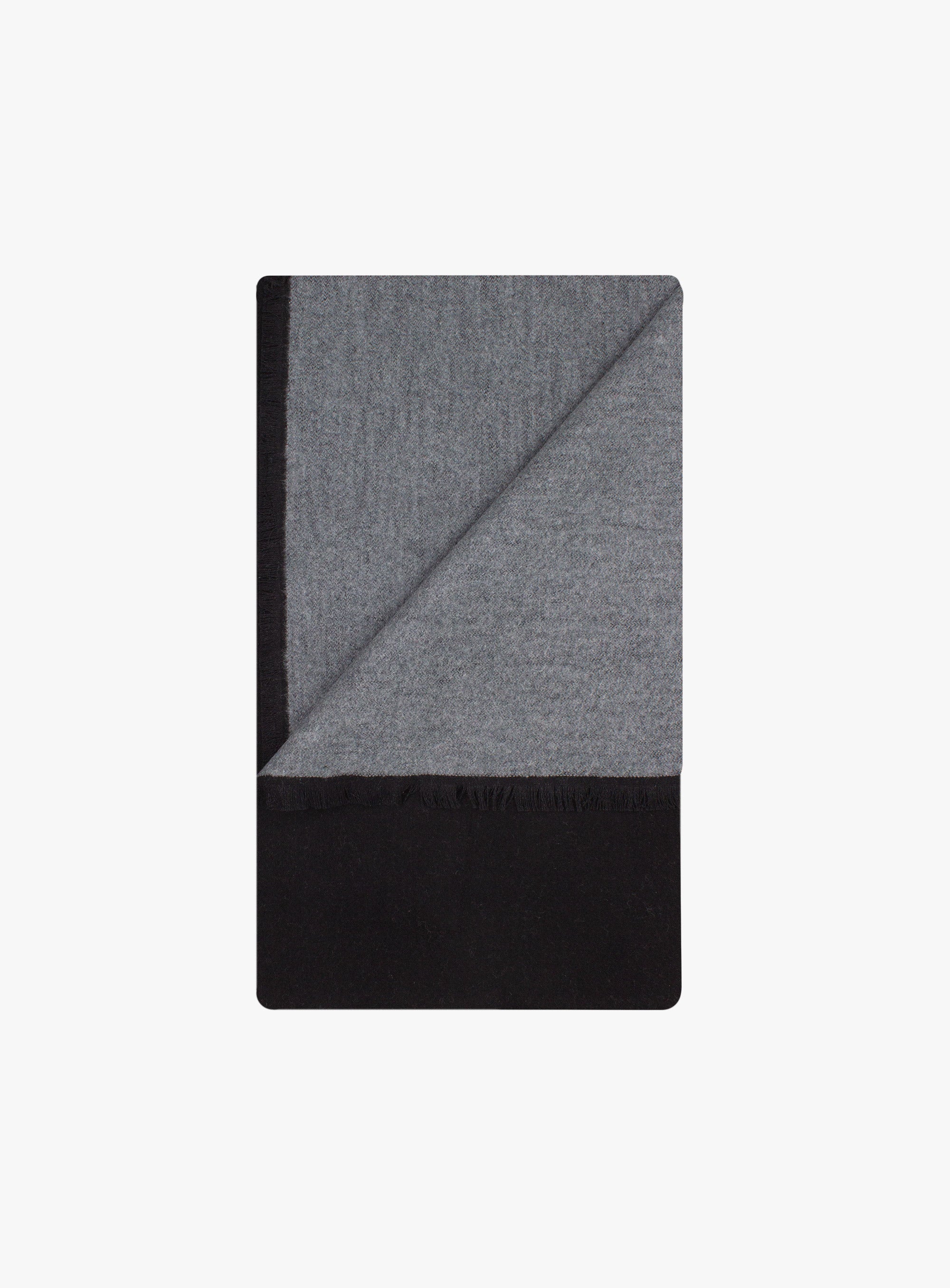 The Black & Grey Silk Scarf folded to show the front and back