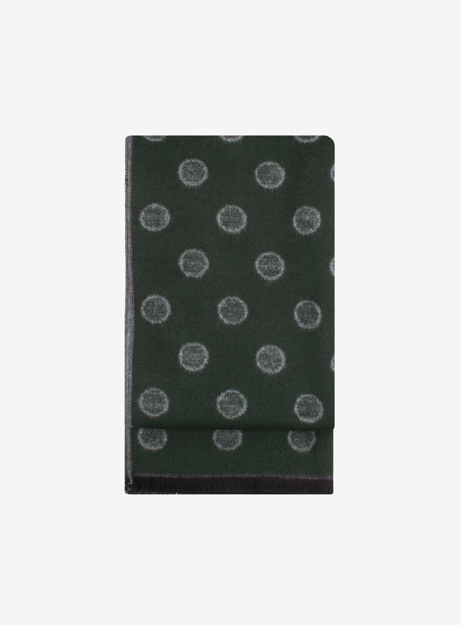 Folded Green and Grey Dot Silk Scarf