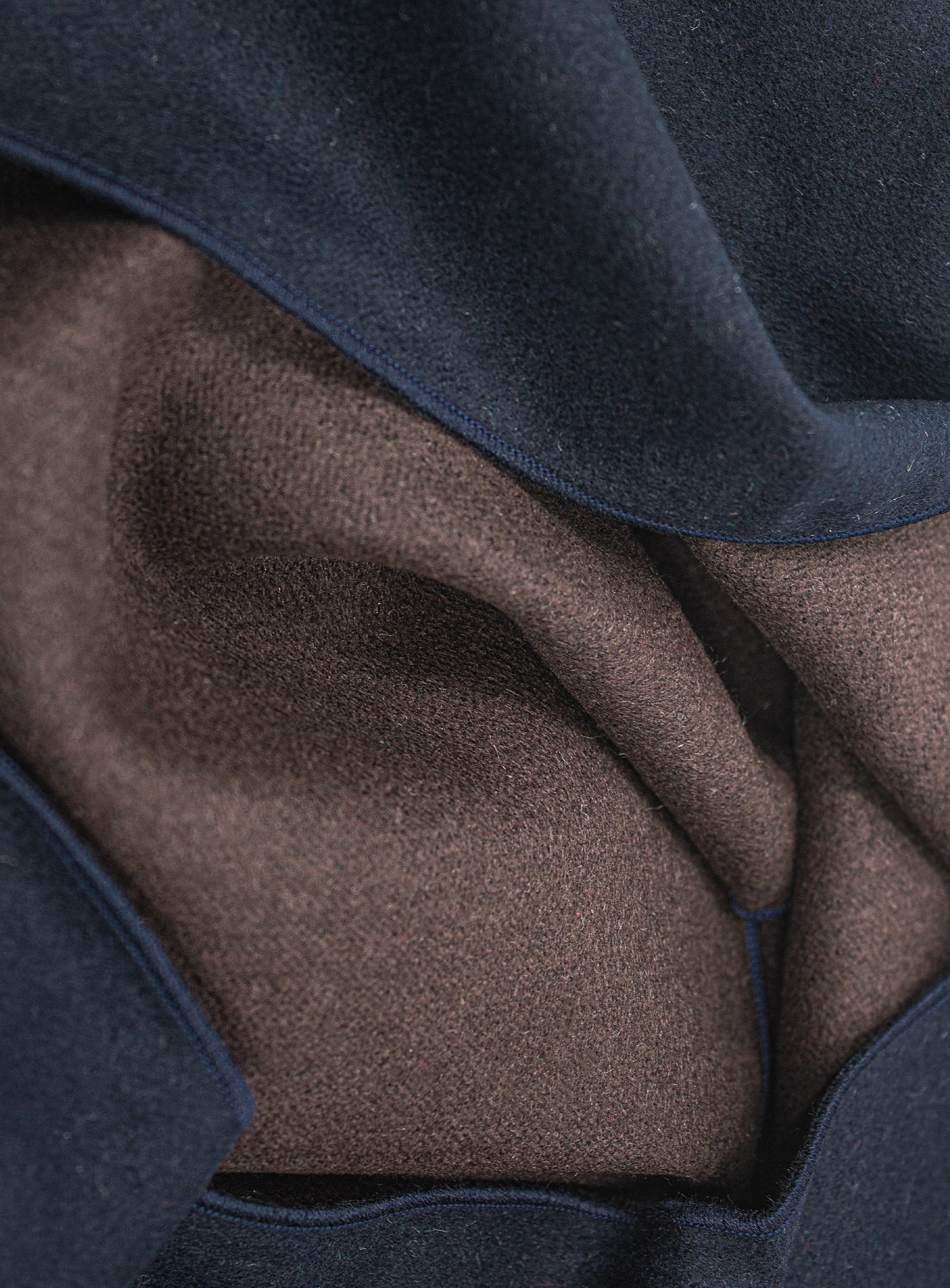 Picture of the Navy & Chocolate Brown Silk Scarf scrunched up