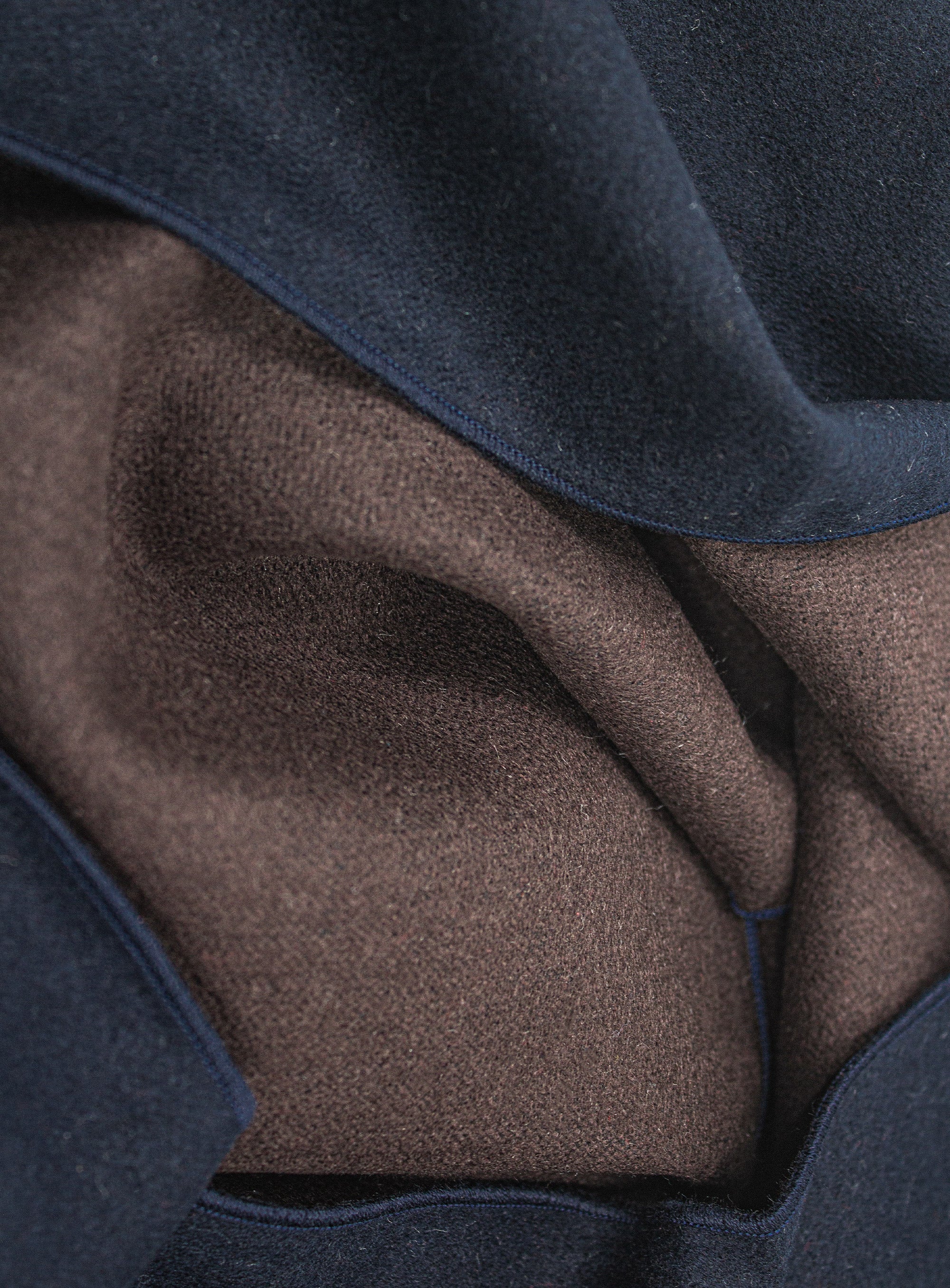 Picture of the Navy & Chocolate Brown Silk Scarf scrunched up