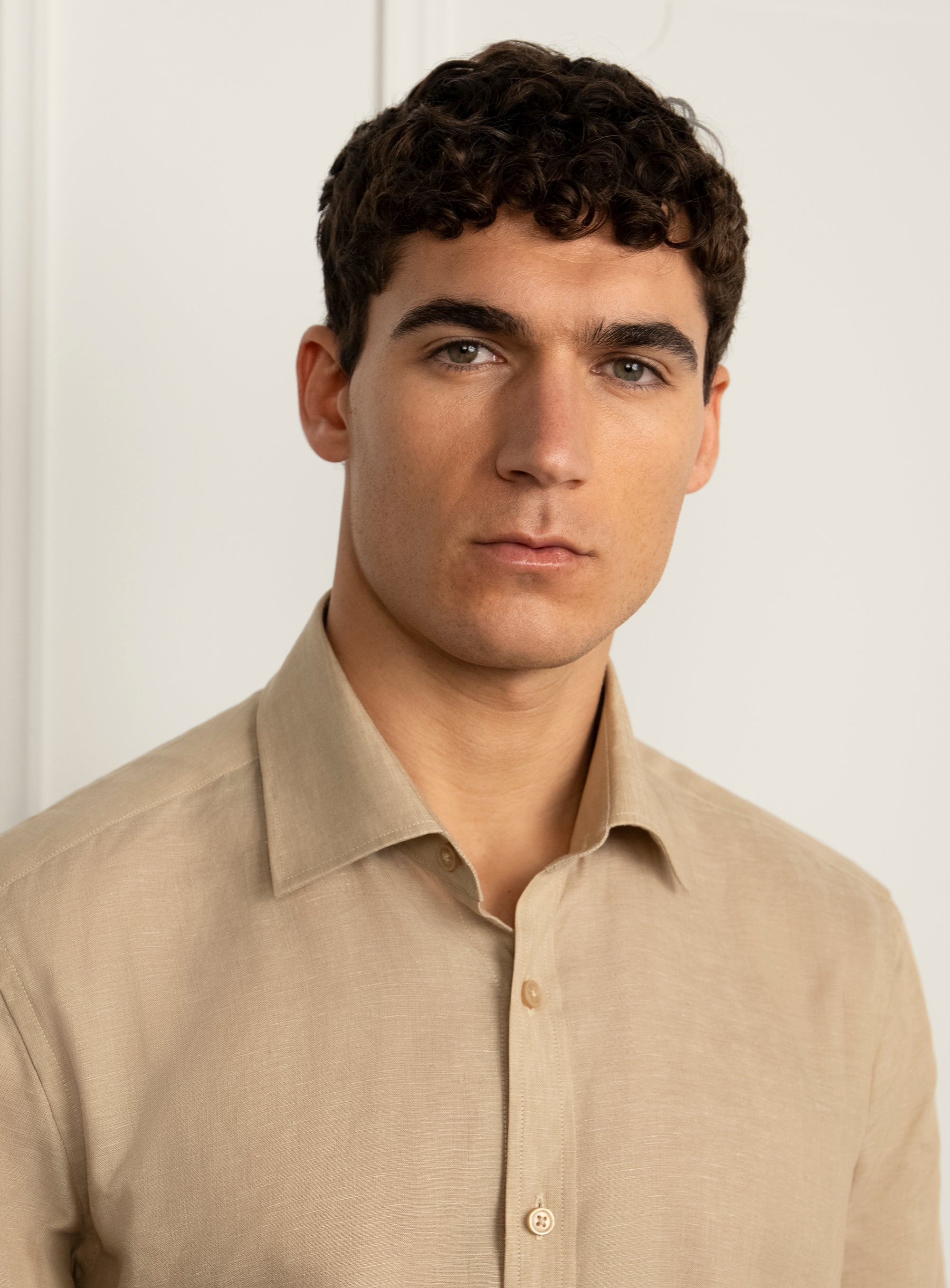 Amalfi Taupe Brown Linen Shirt