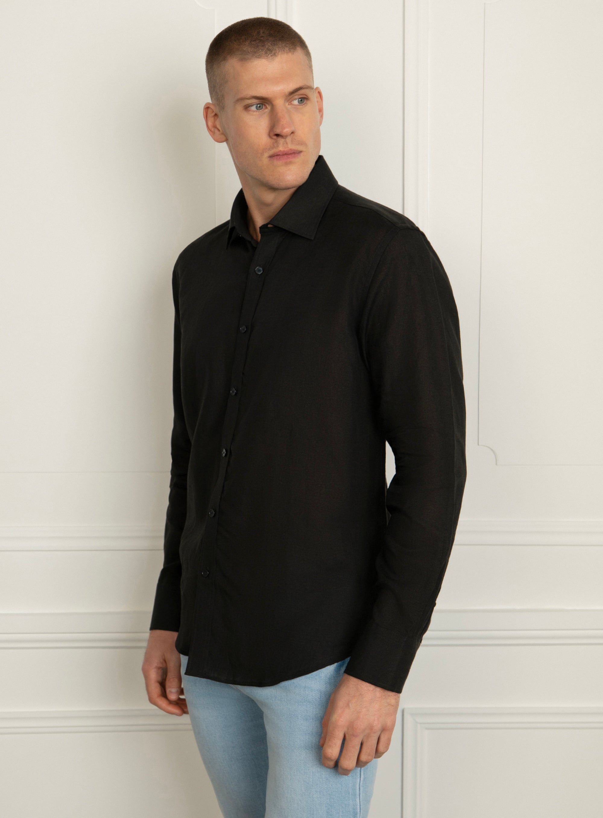 Amalfi Signature Black Linen Shirt
