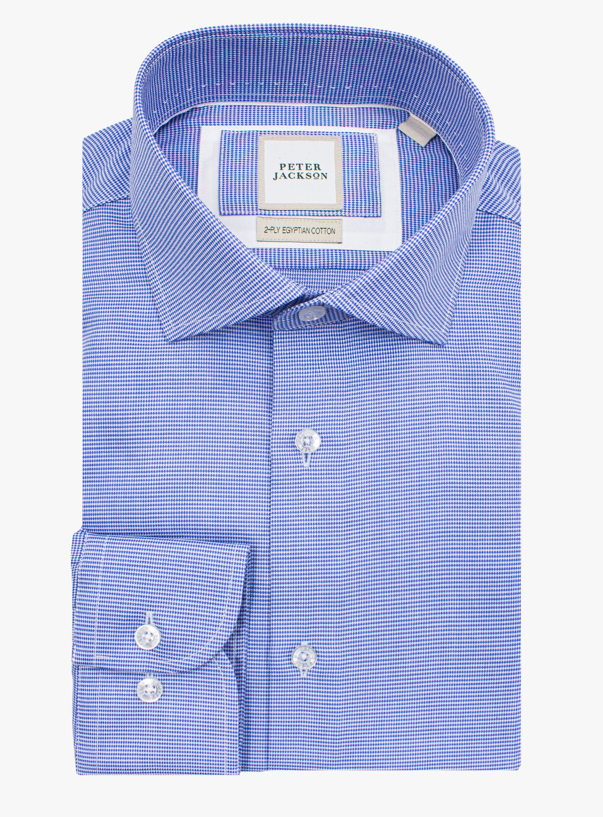 Milan Jacquard Puppytooth Blue Shirt