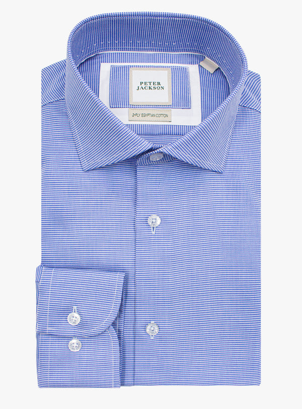 Milan Jacquard Puppytooth Blue Shirt