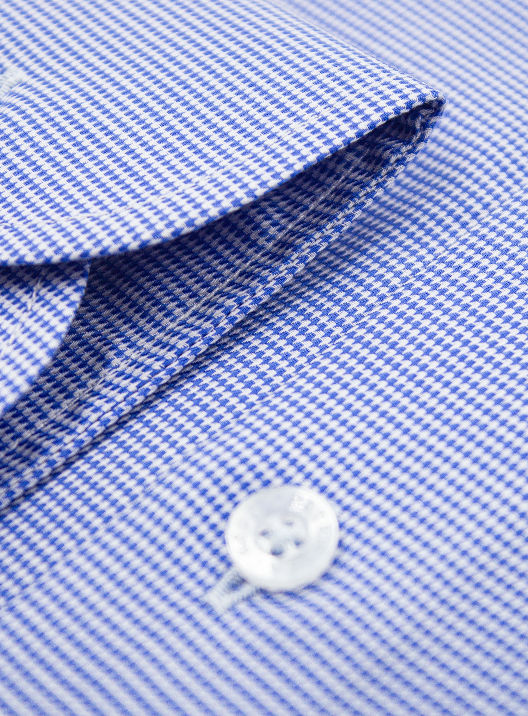 Milan Jacquard Puppytooth Blue Shirt