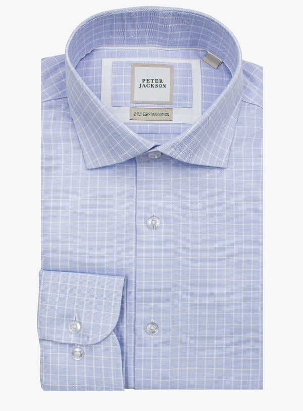 Milan Micro Check Sky Blue Shirt