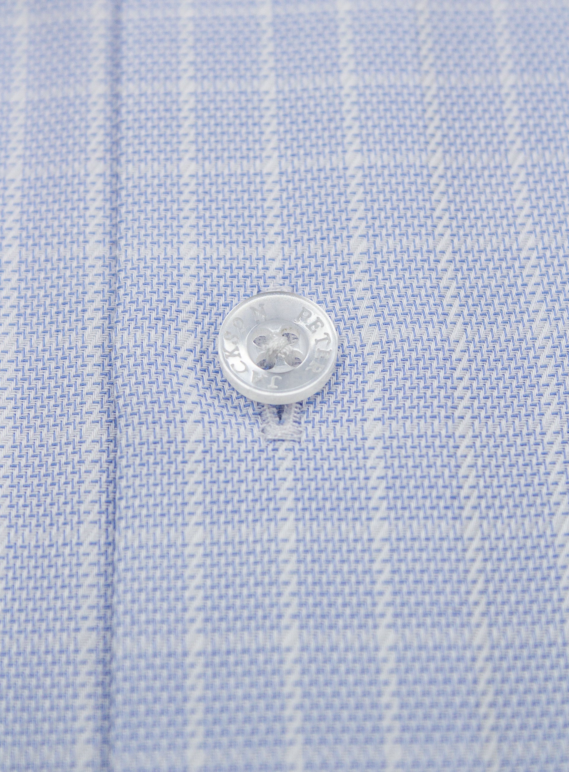 Picture of a button on the Milan Micro Check Sky Blue Shirt